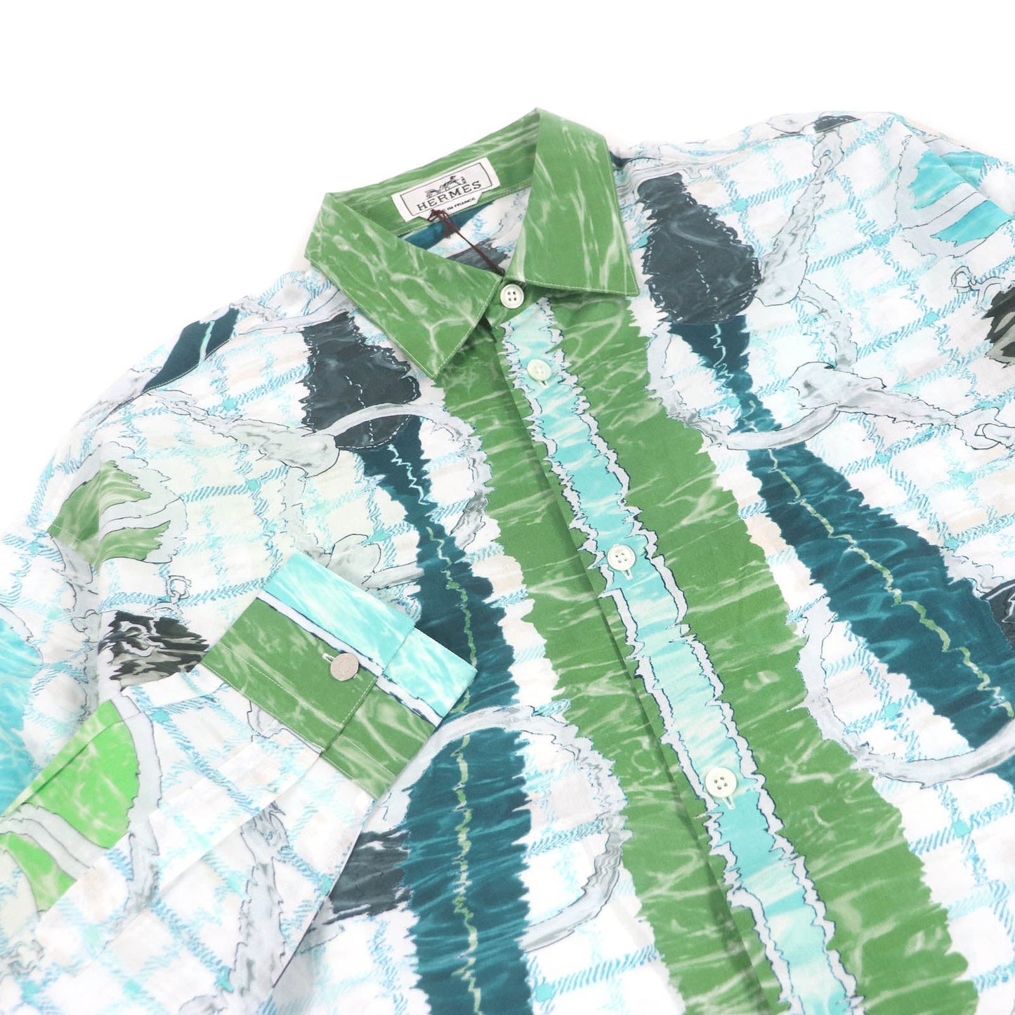 HERMES Long sleeve shirt Main: 100% cotton Blue type mens 38 Used