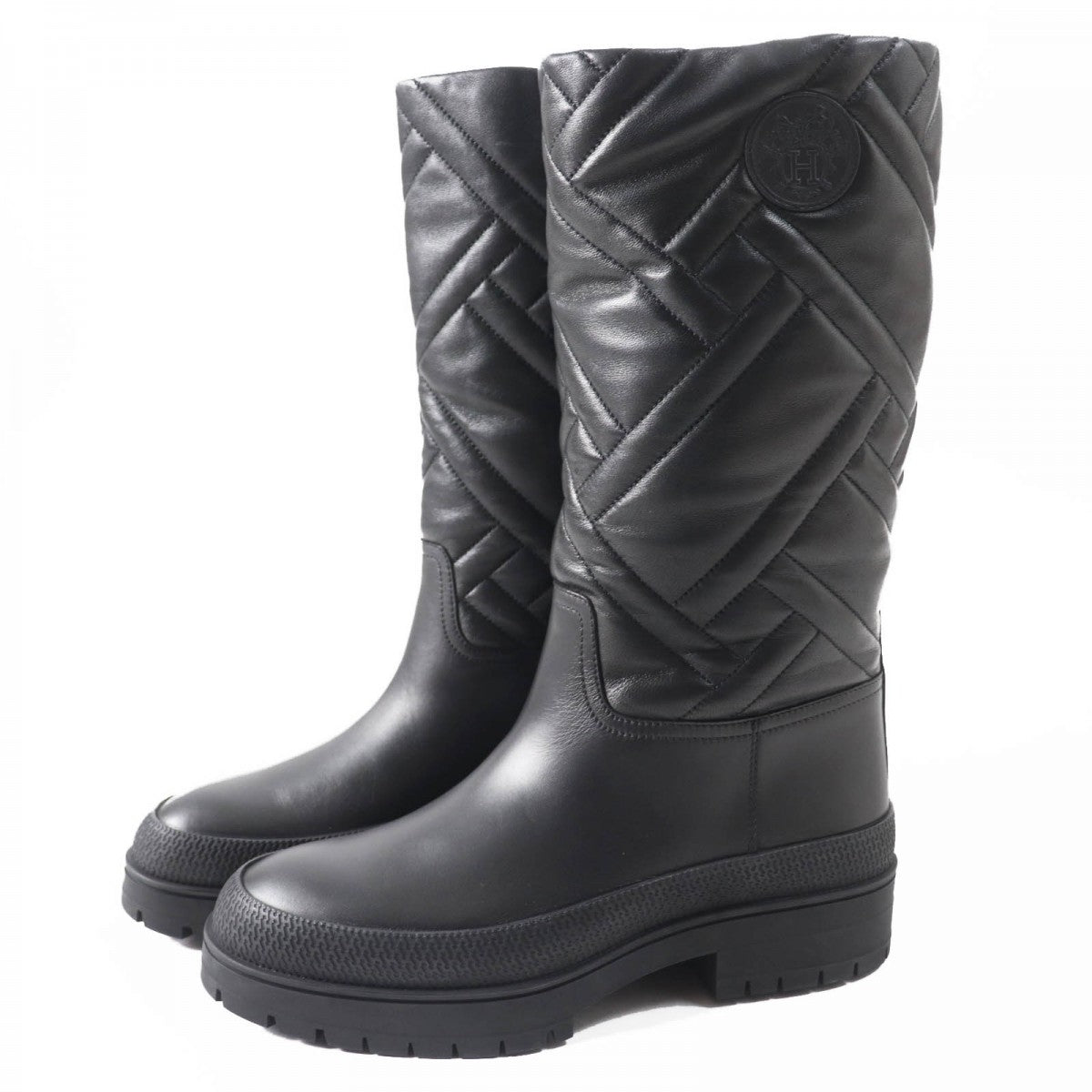 HERMES boots 222048 leather black Fuji 36.5