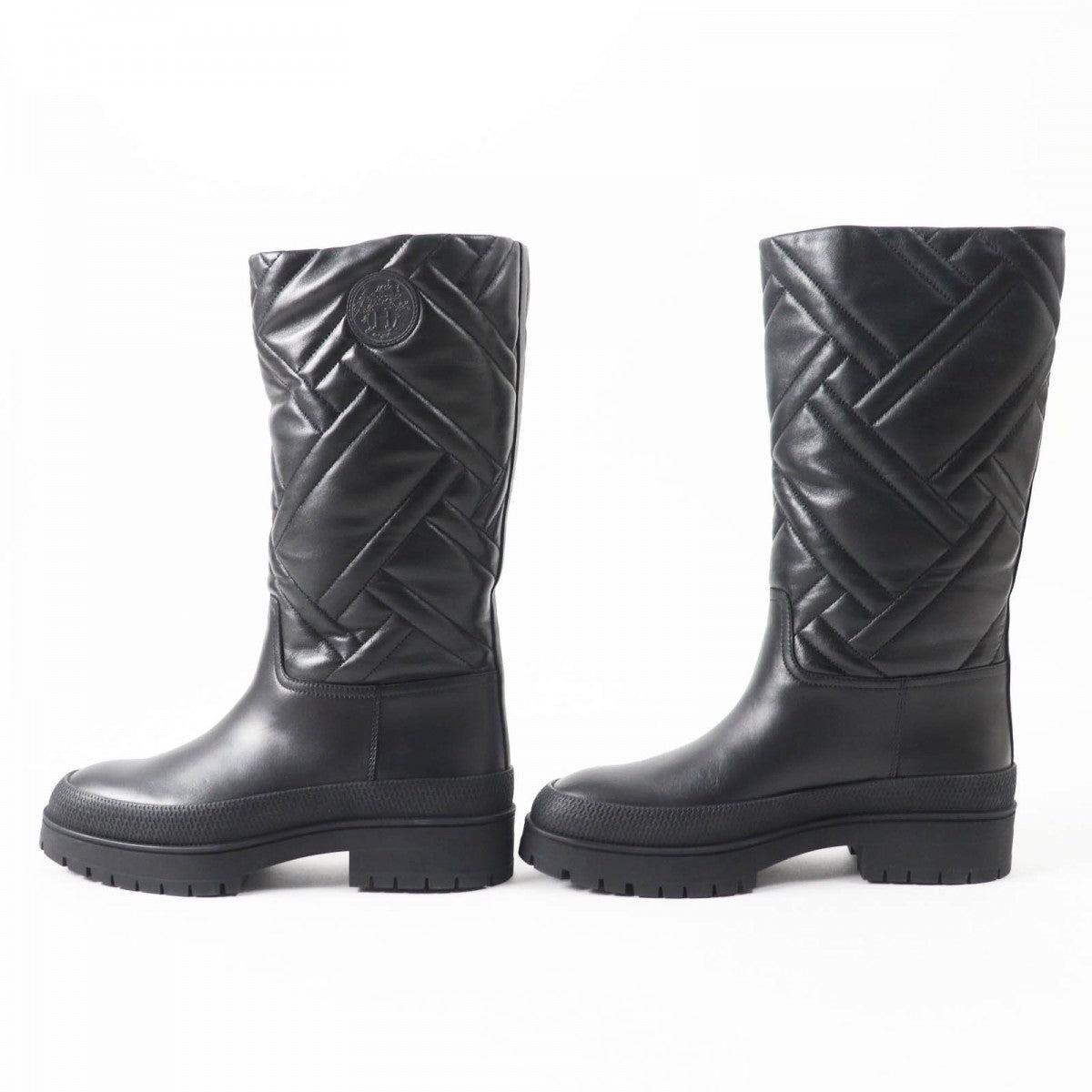 HERMES boots 222048 leather black Fuji 36.5