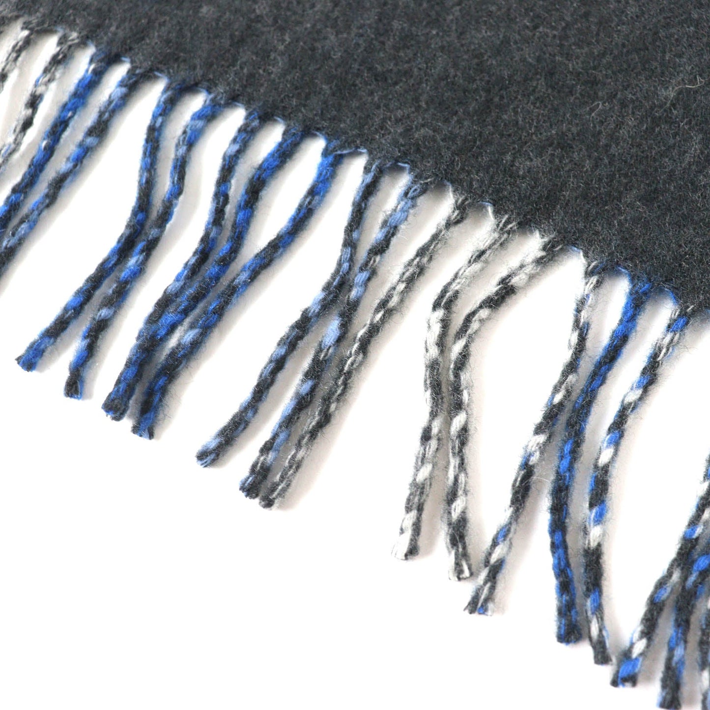 HERMES Scarf Main: 100% cashmere Anthracite/Blue tartan maillon Women Used