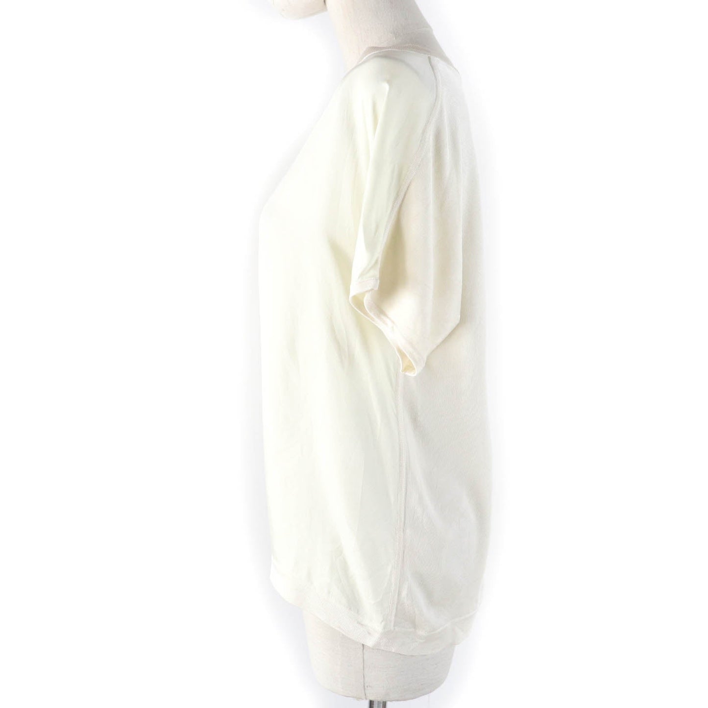 HERMES Short sleeve knit 2E2826DS Main: 100% silk, Main: 100% polyester Ivory Women 34 Used