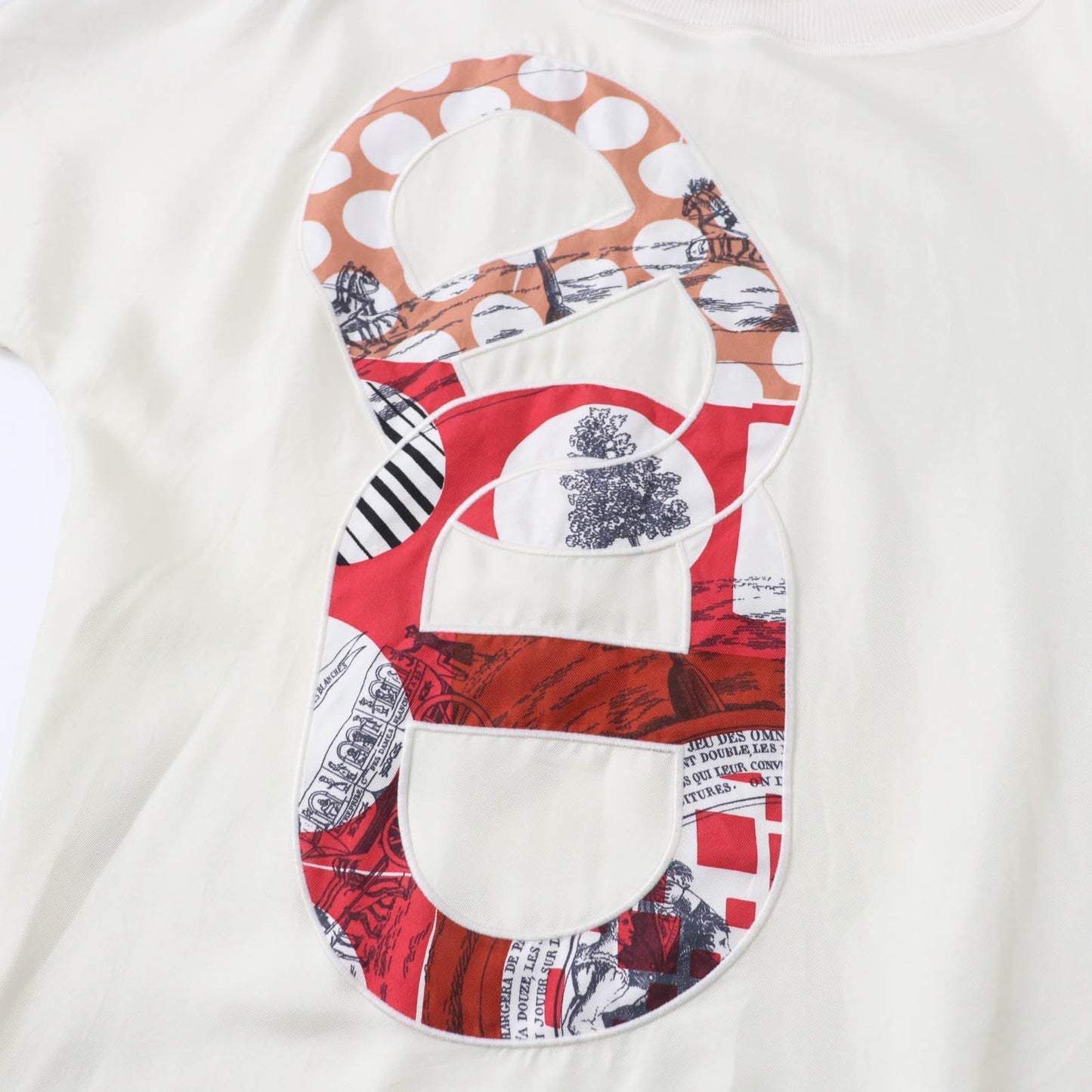 HERMES Short sleeve knit 2E2826DS Main: 100% silk, Main: 100% polyester Ivory Women 34 Used