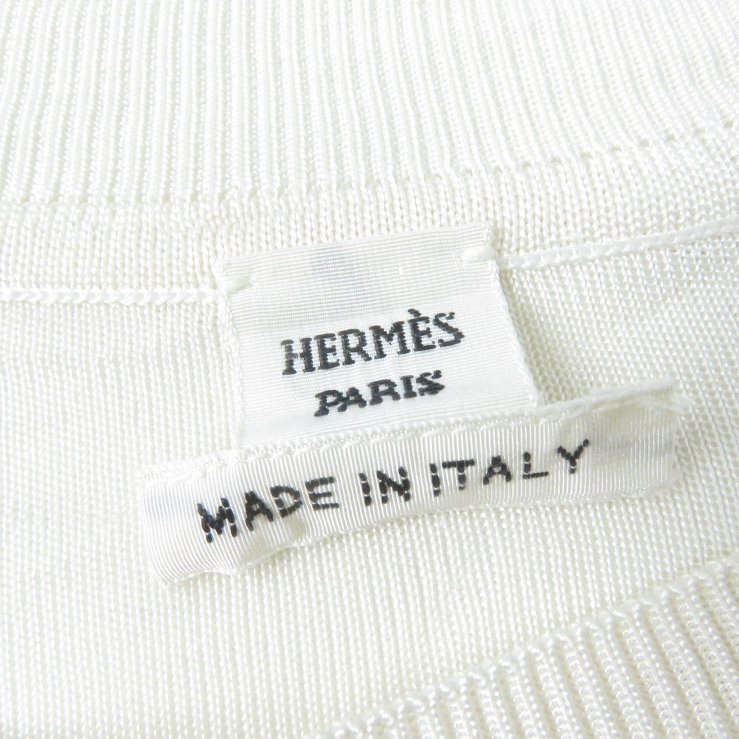 HERMES Short sleeve knit 2E2826DS Main: 100% silk, Main: 100% polyester Ivory Women 34 Used