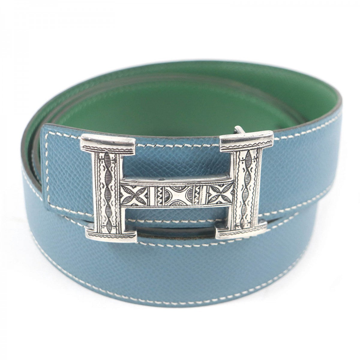HERMES belt Main: Leather Light blue green mens Used
