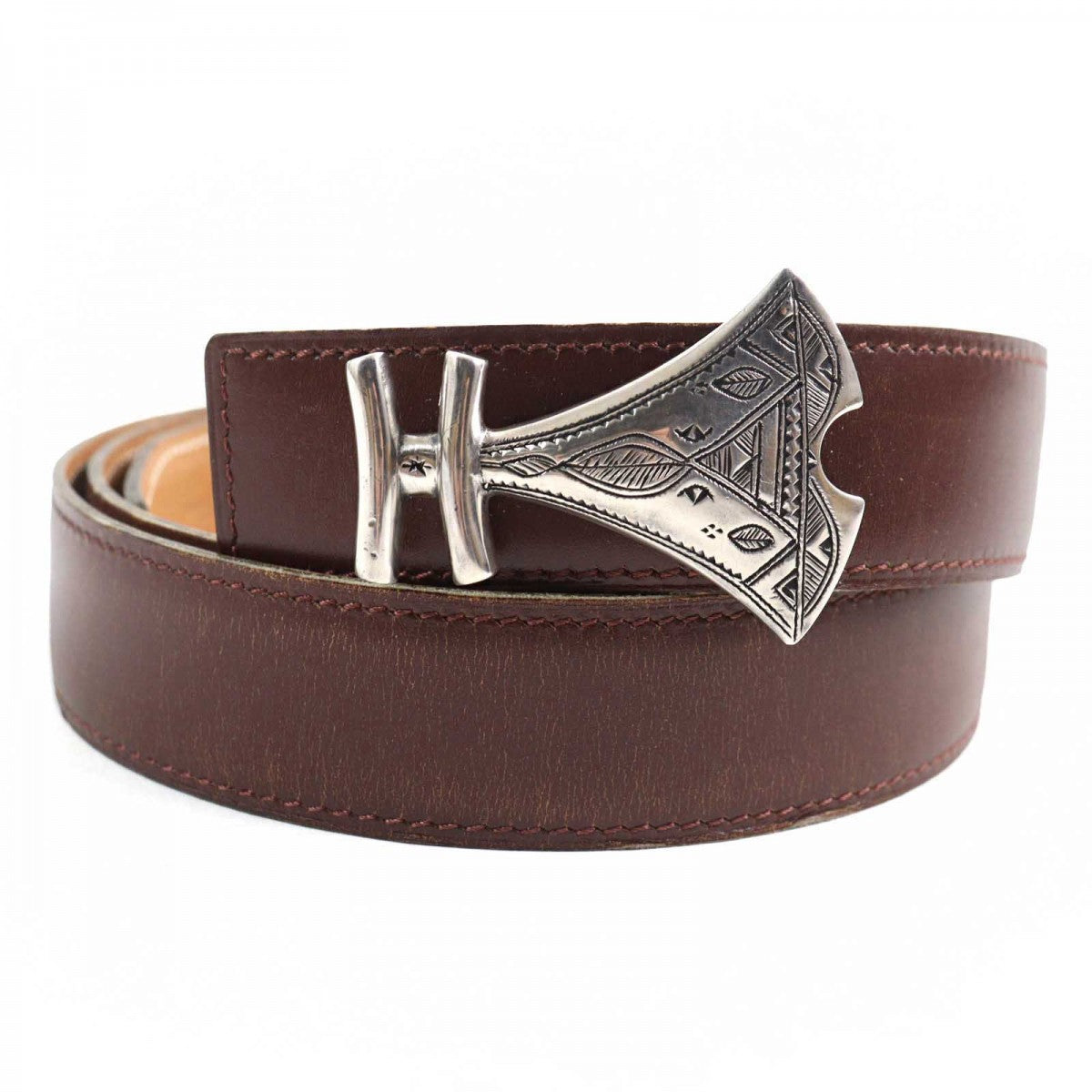 HERMES belt leather Brown