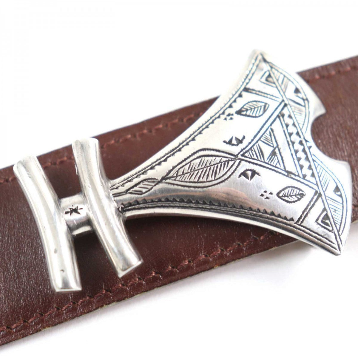 HERMES belt leather Brown