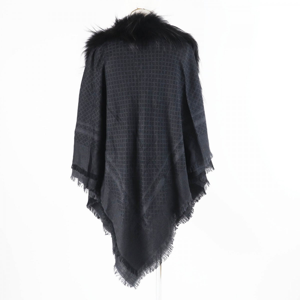 GUCCI scarf 355468 Main: 65% silk, Main: 35% wool, Leather part: fox black Women Used
