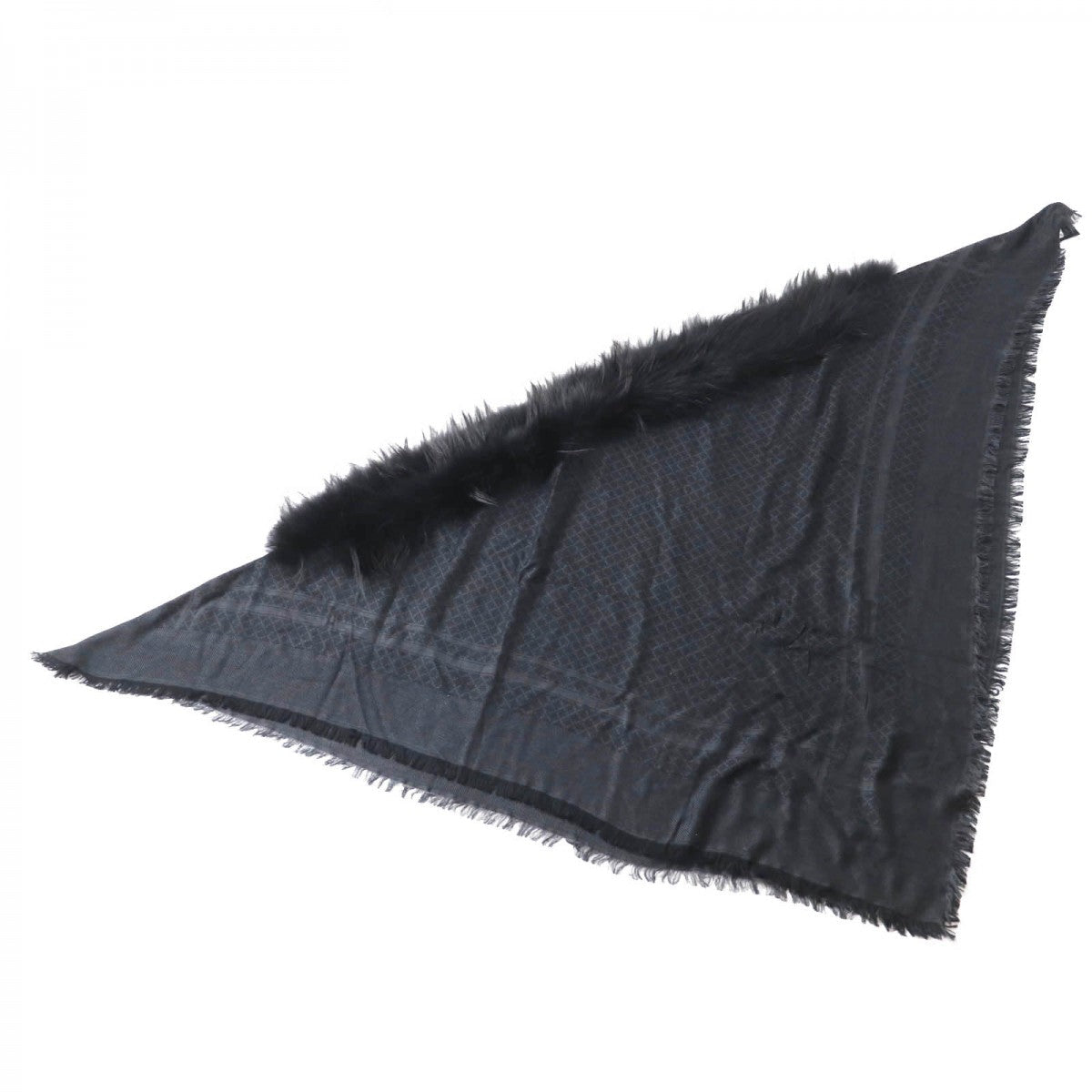 GUCCI scarf 355468 Main: 65% silk, Main: 35% wool, Leather part: fox black Women Used