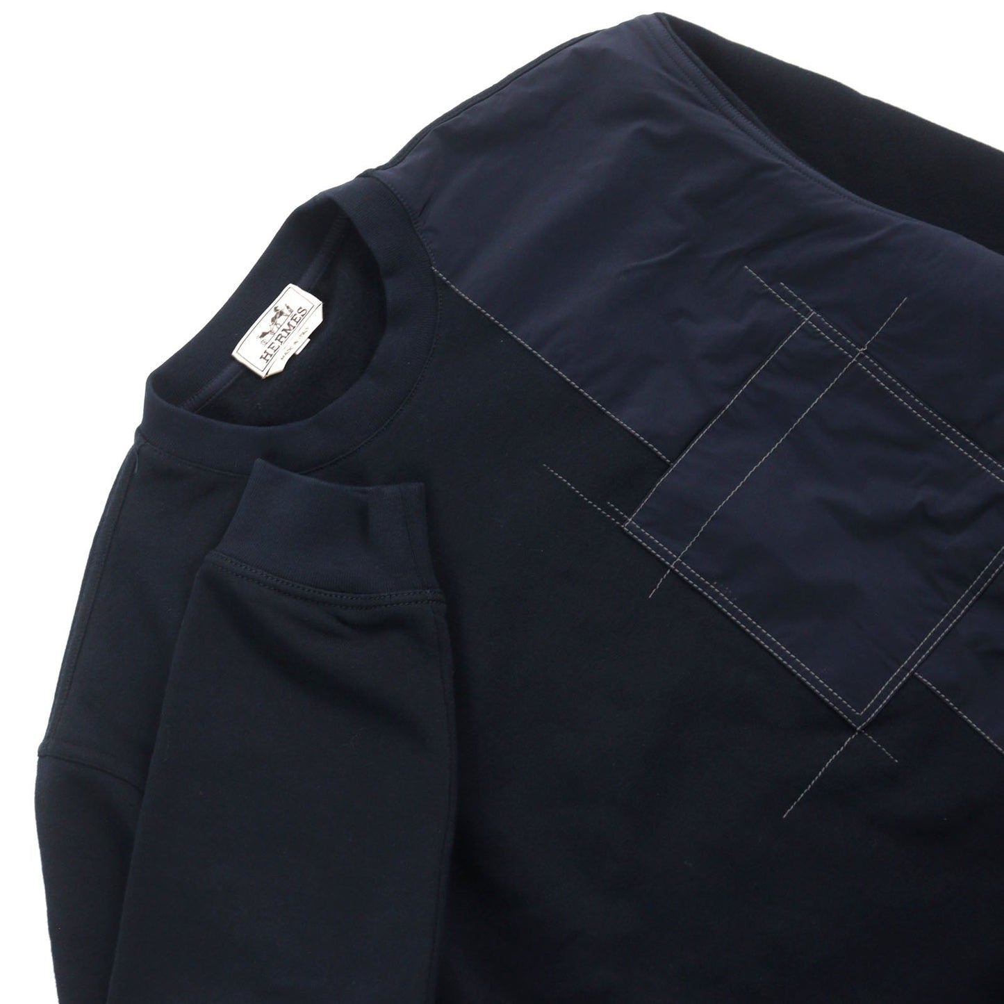 HERMES sweat Main: 100% cotton, part: 80% nylon, part: 20% polyurethane, part: 90% cotton, part: 10% polyurethane Navy mens XL Used
