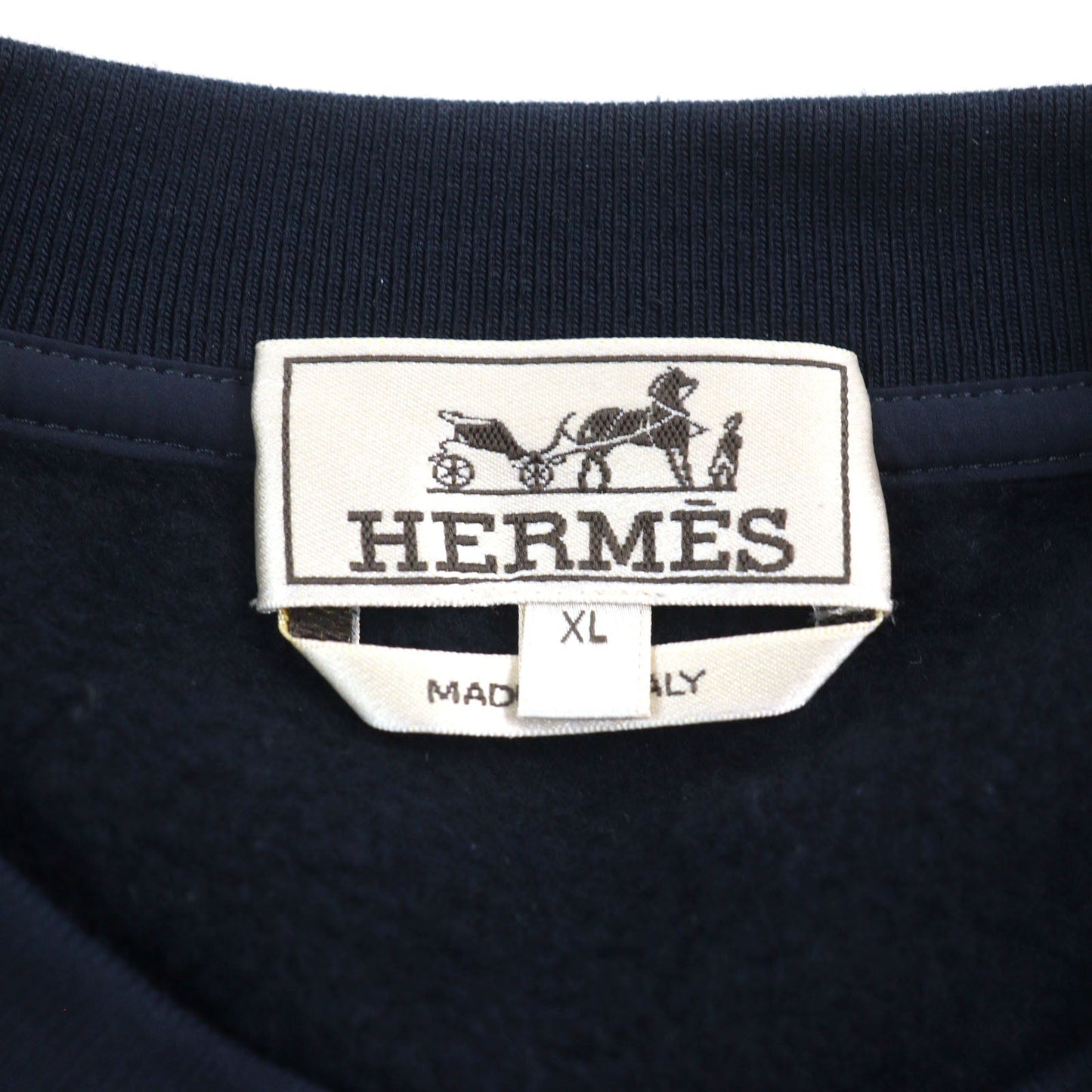HERMES sweat Main: 100% cotton, part: 80% nylon, part: 20% polyurethane, part: 90% cotton, part: 10% polyurethane Navy mens XL Used