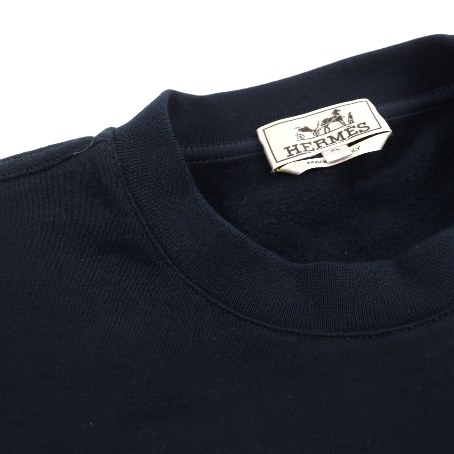 HERMES sweat Main: 100% cotton, part: 80% nylon, part: 20% polyurethane, part: 90% cotton, part: 10% polyurethane Navy mens XL Used