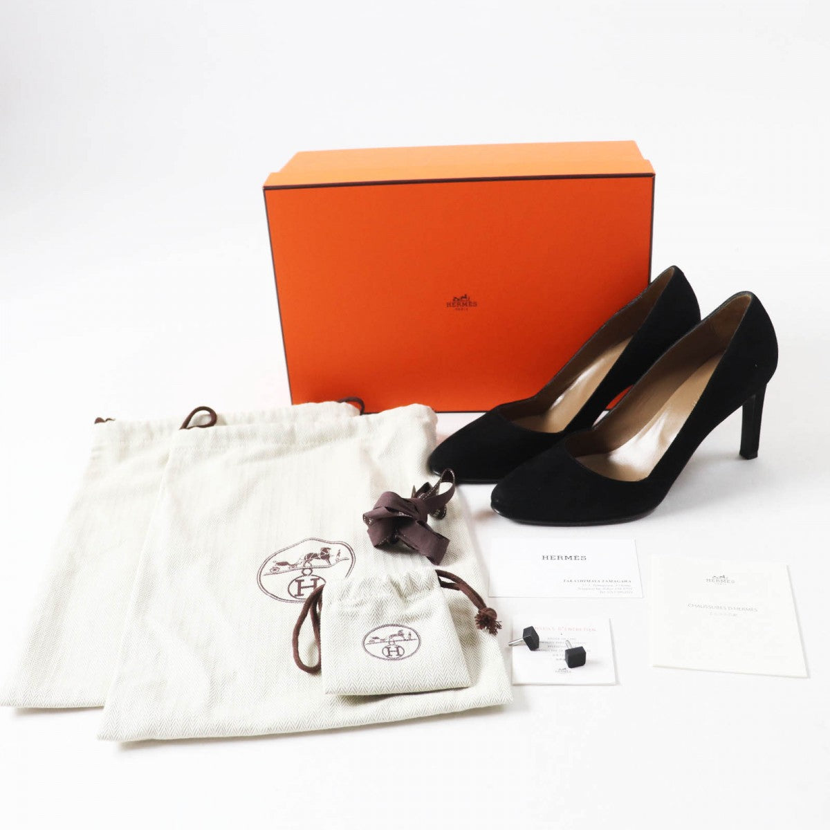 HERMES pumps 182017Z Main: Suede leather black Women 36.5 Used