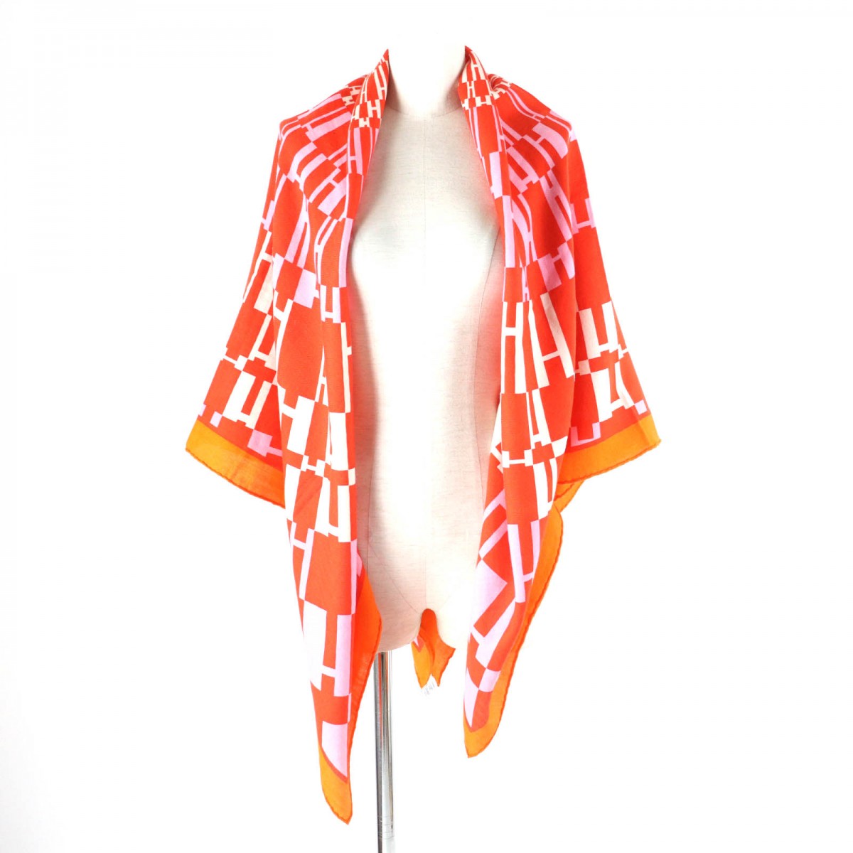 HERMES Stall Main: 70% cashmere, Main: 30% silk Multi Caregean Women Used