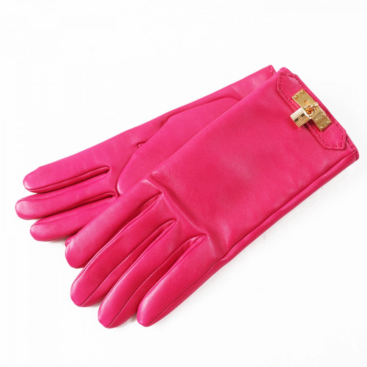 HERMES gloves Lamb leather shocking pink SOYA 6.5