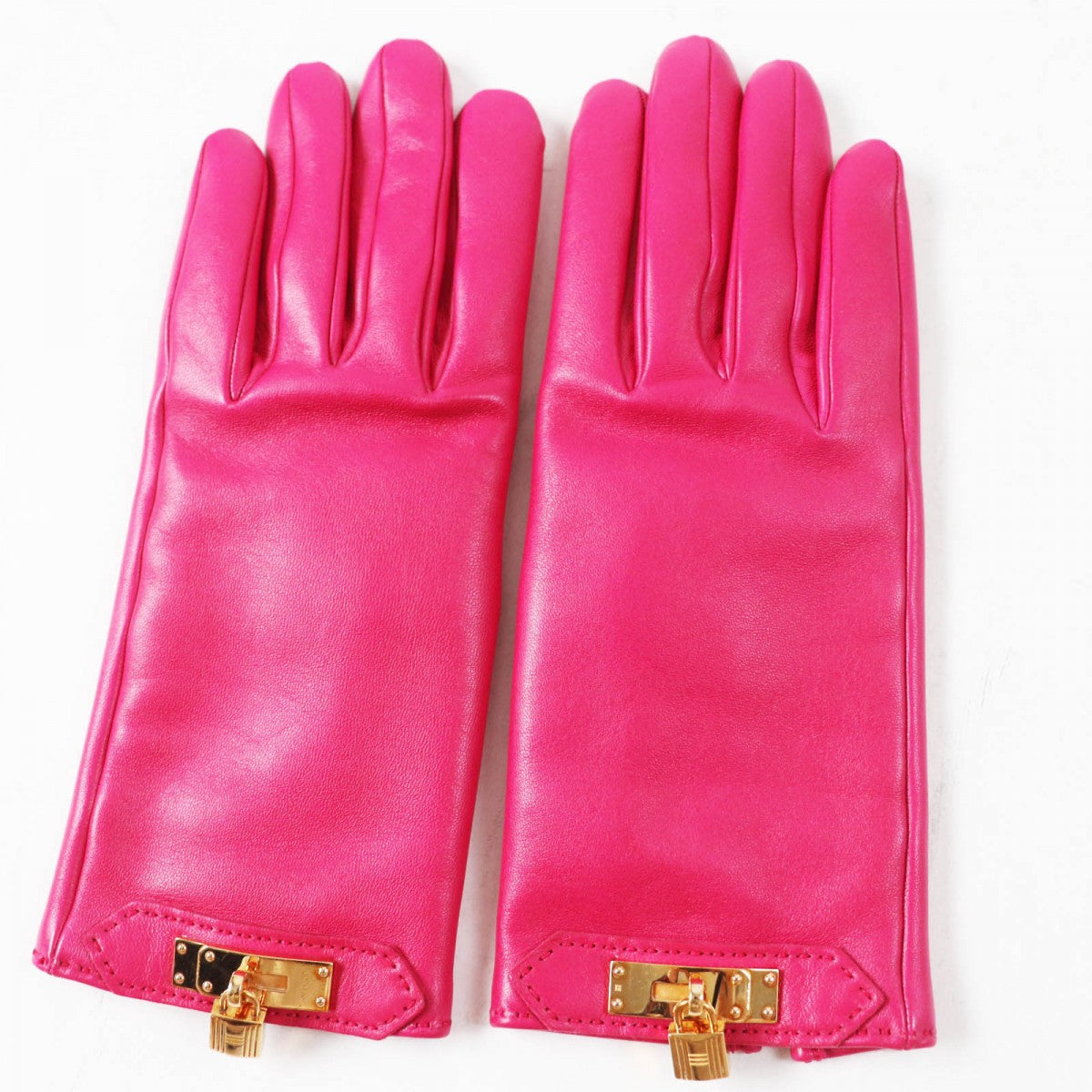 HERMES gloves Lamb leather shocking pink SOYA 6.5