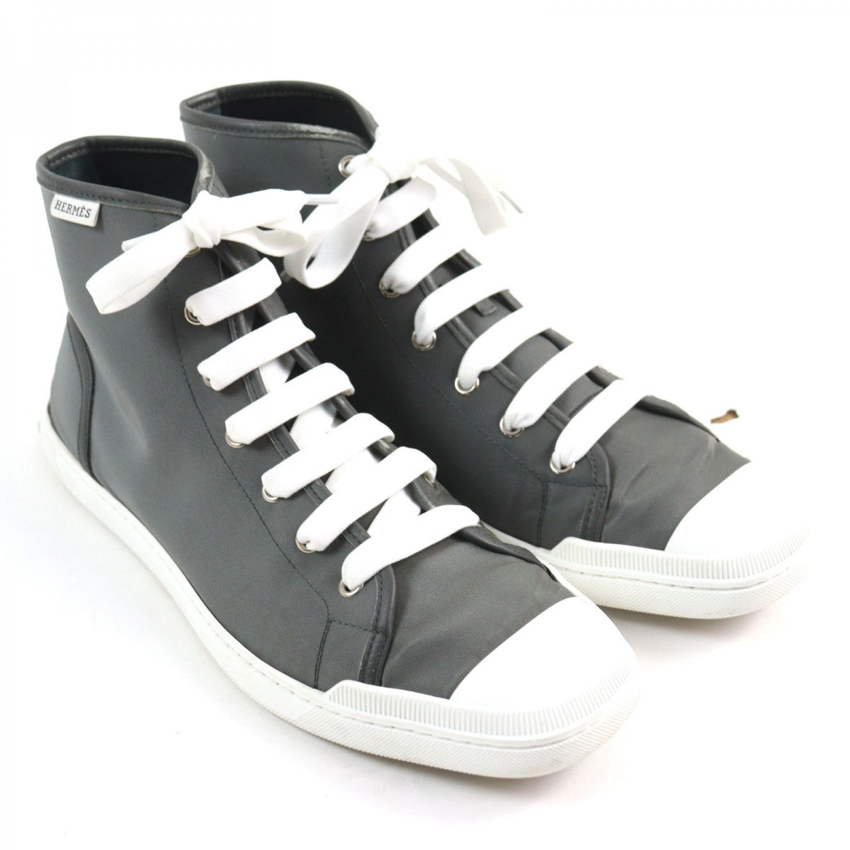 HERMES High cut sneakers Main: Nylon Gray white Express mens 42.5 Used