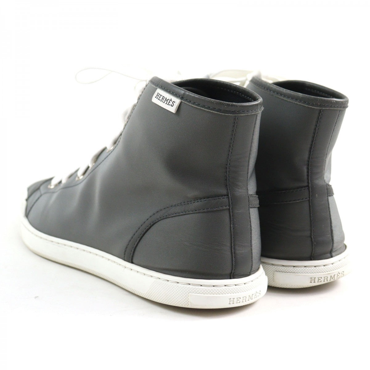 HERMES High cut sneakers Main: Nylon Gray white Express mens 42.5 Used