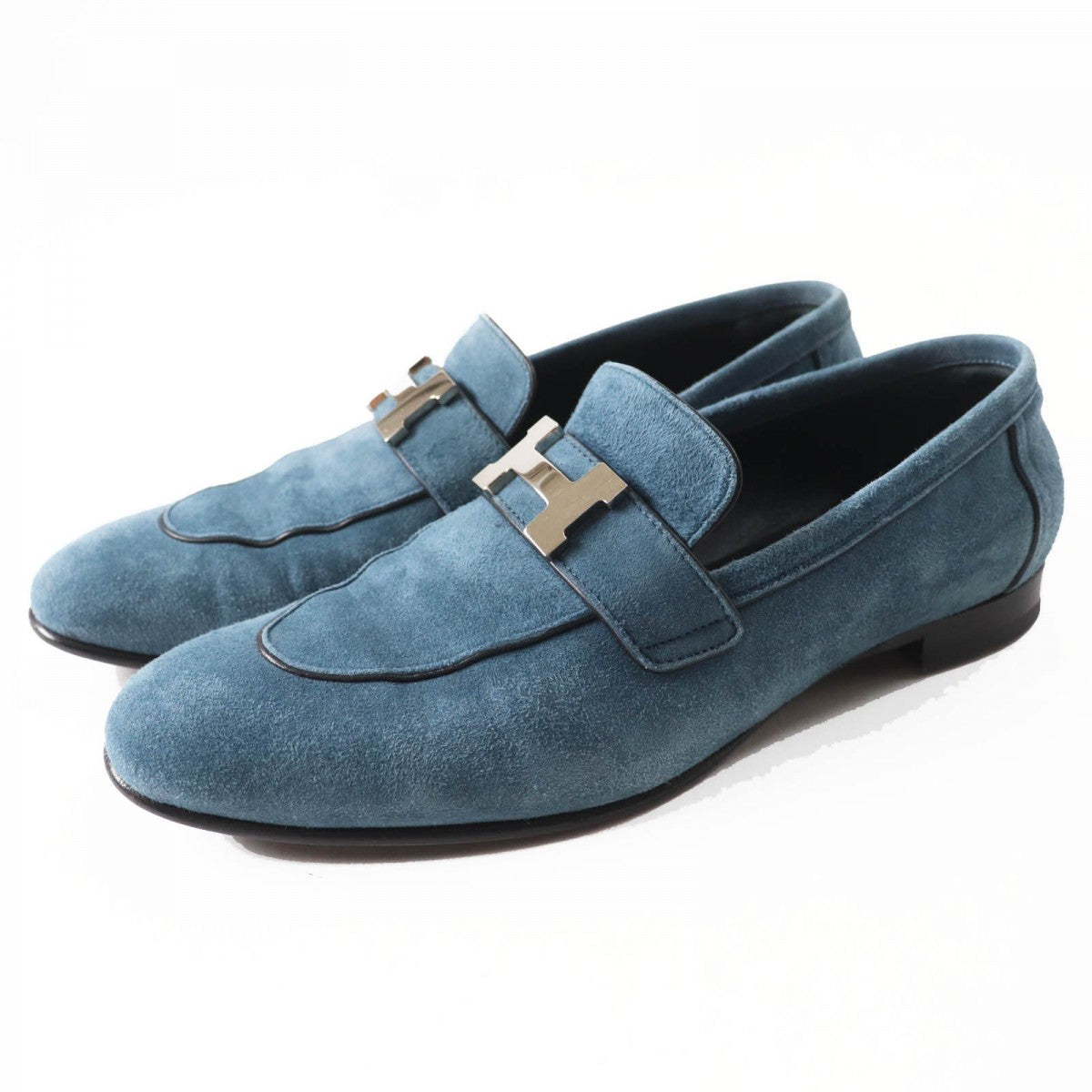 HERMES loafers 222067Z Main: Suede leather blue Women 38 Used