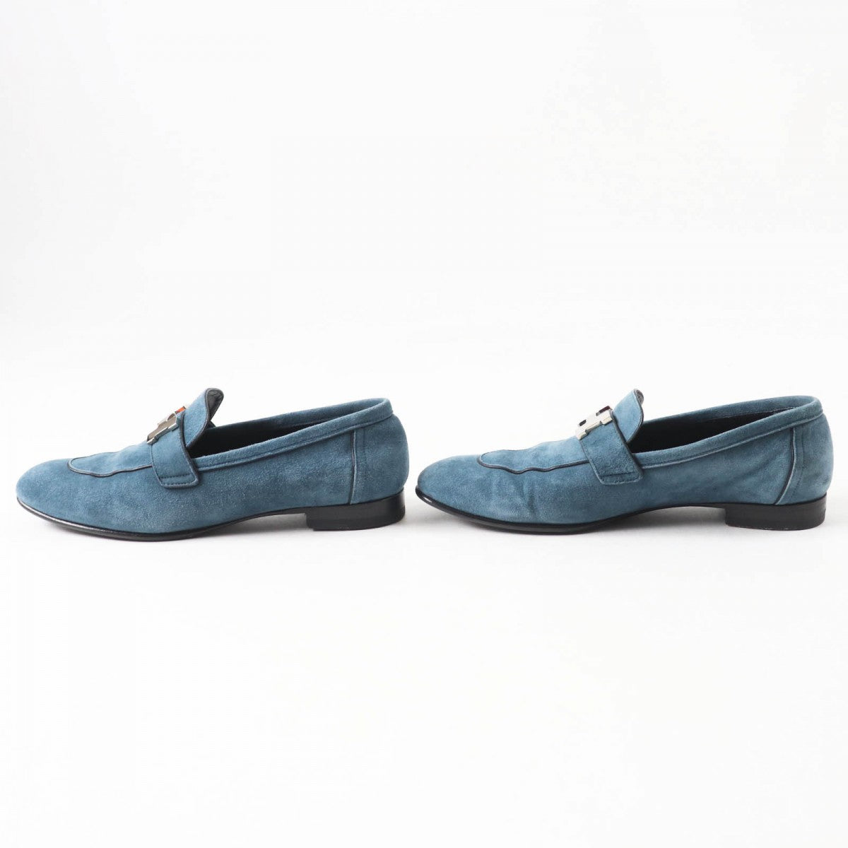 HERMES loafers 222067Z Main: Suede leather blue Women 38 Used