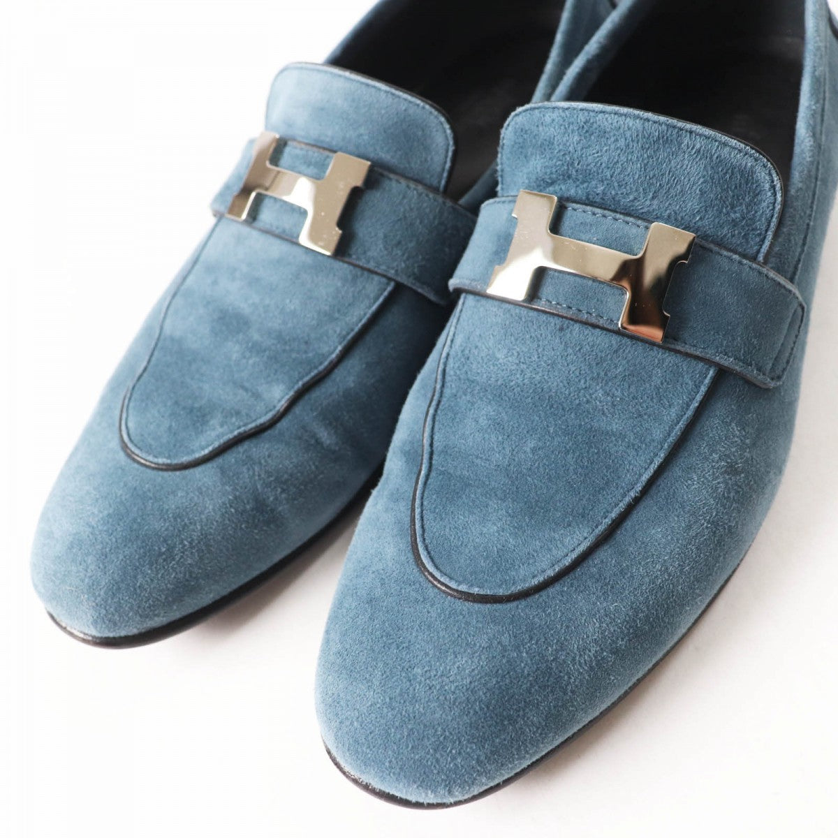 HERMES loafers 222067Z Main: Suede leather blue Women 38 Used