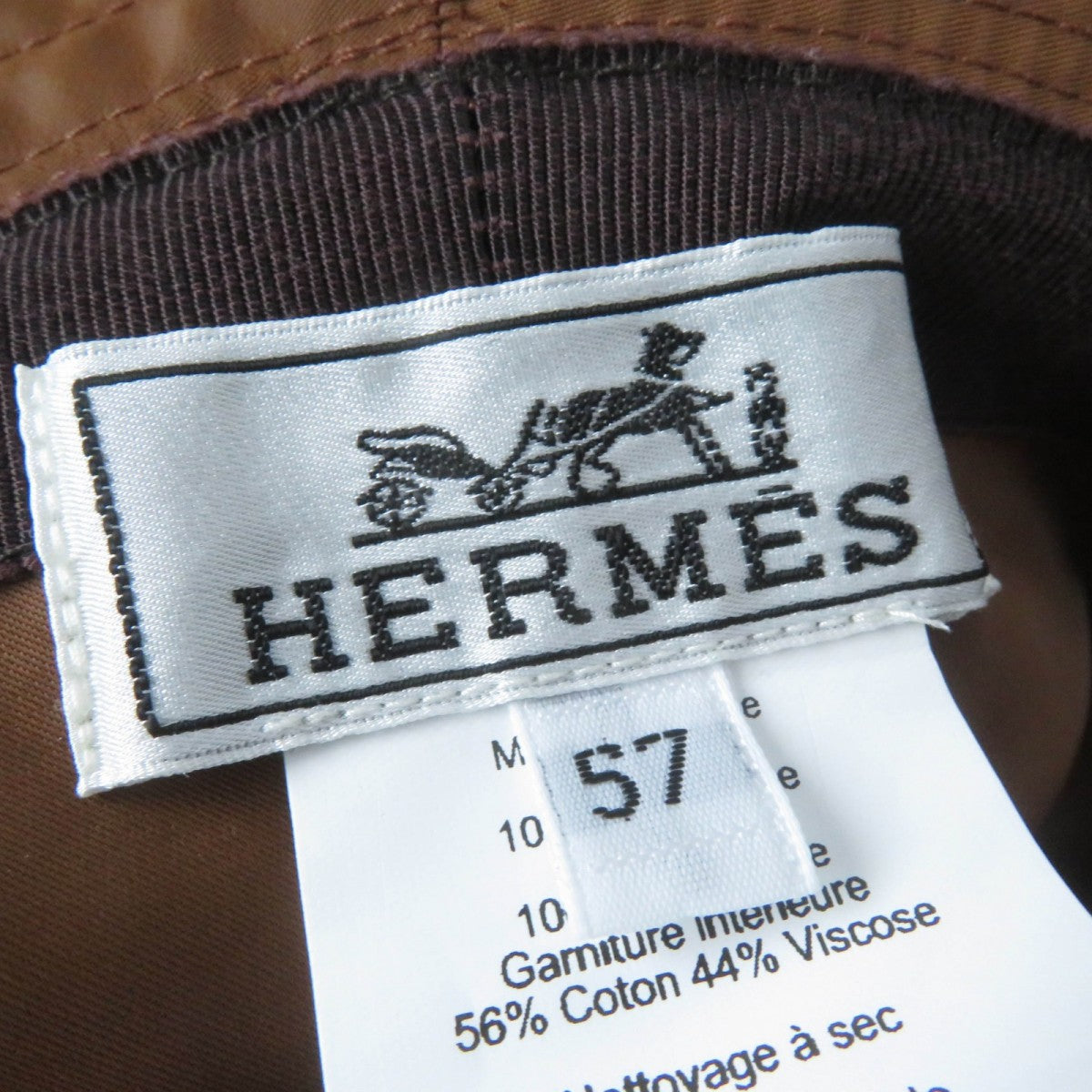 HERMES hat H231081N Nylon Brown Fred 57