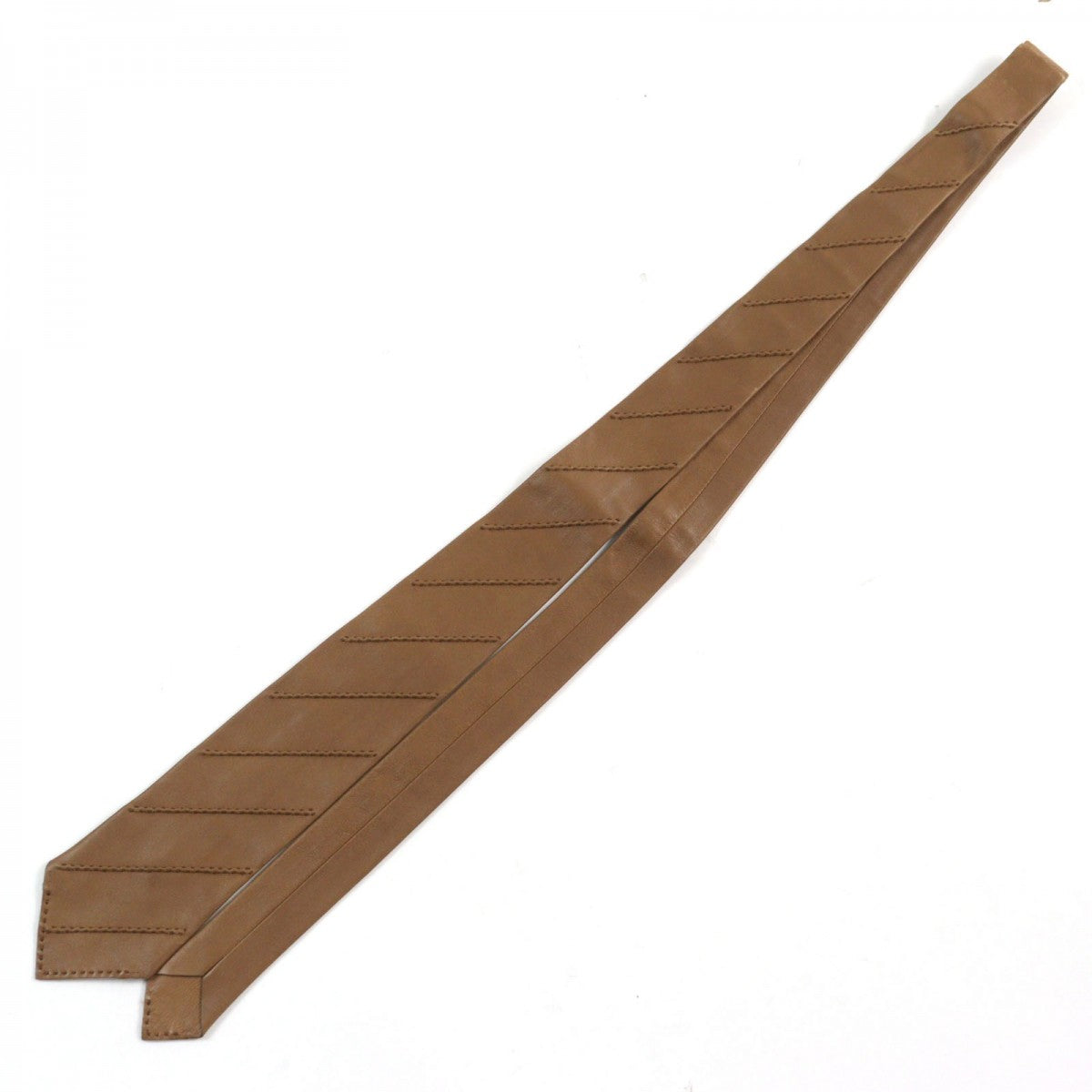 HERMES tie leather Brown