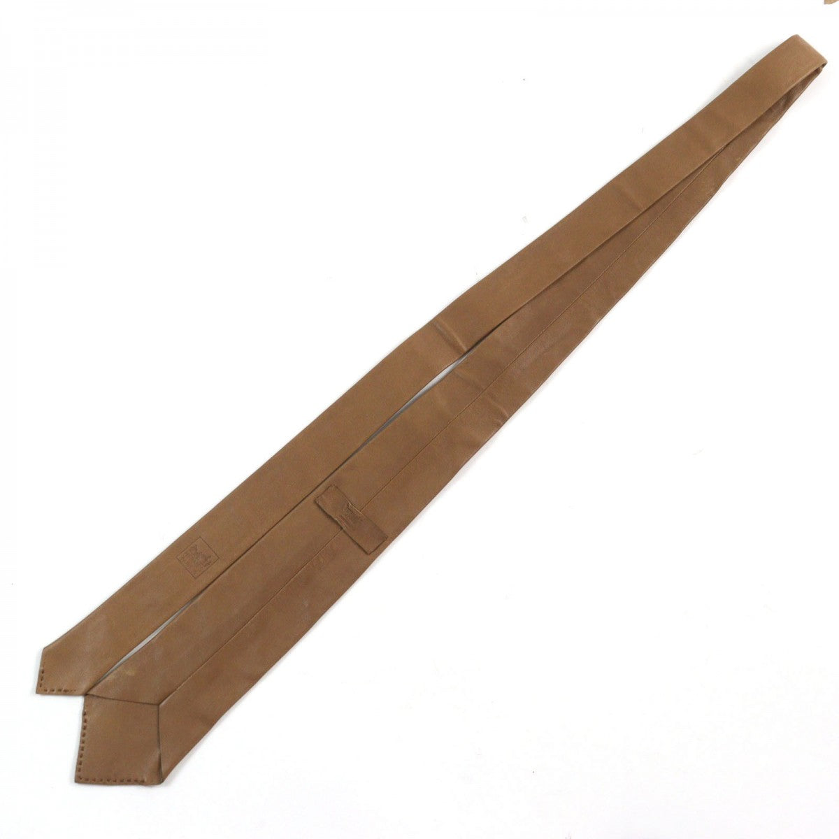 HERMES tie leather Brown