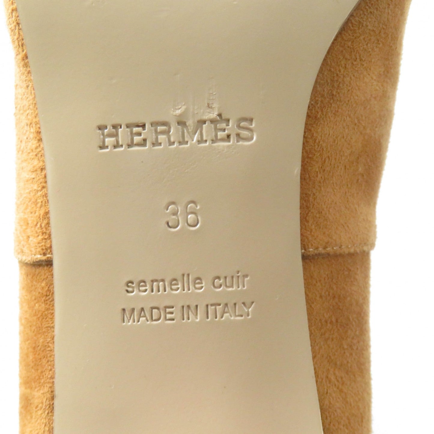 HERMES Knee-high boots Main: Suede leather light brown Versailles Women 36 Used