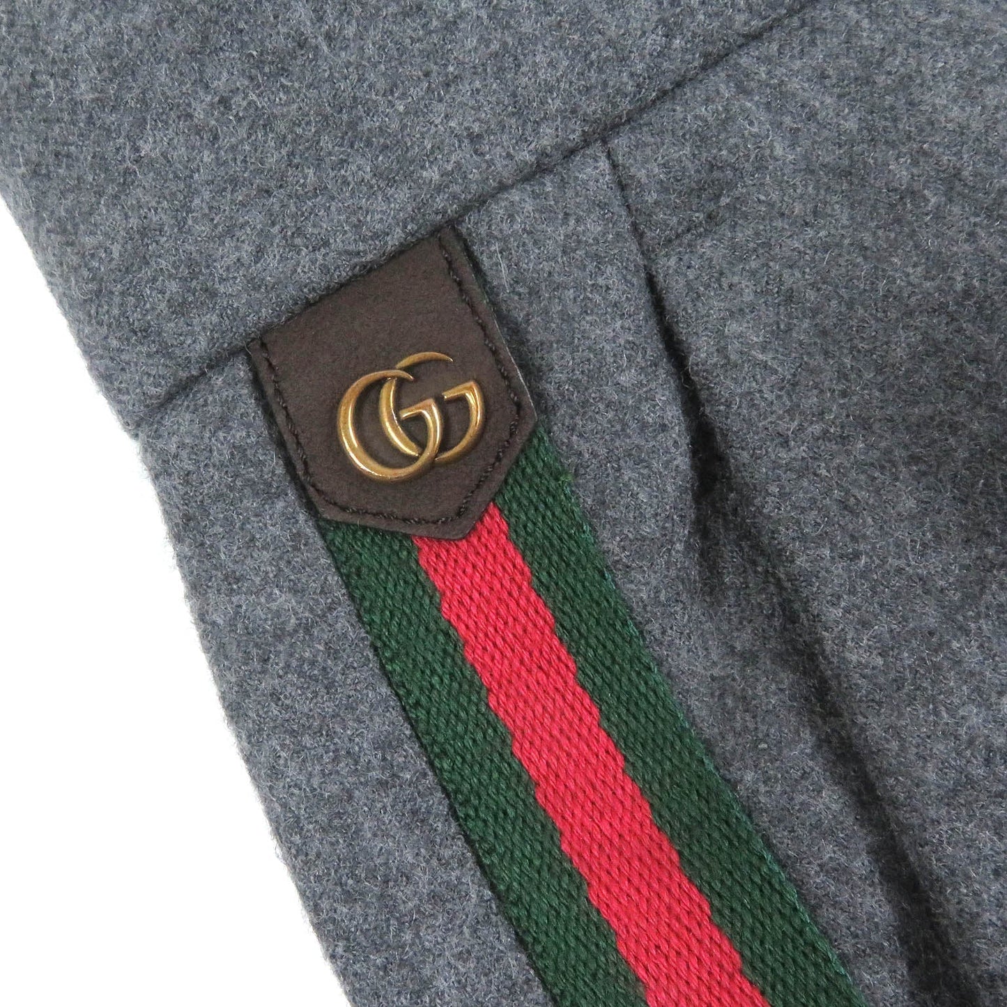 GUCCI slacks 698813 Outer material: 100% wool, leather part: cowhide gray mens 50 Used