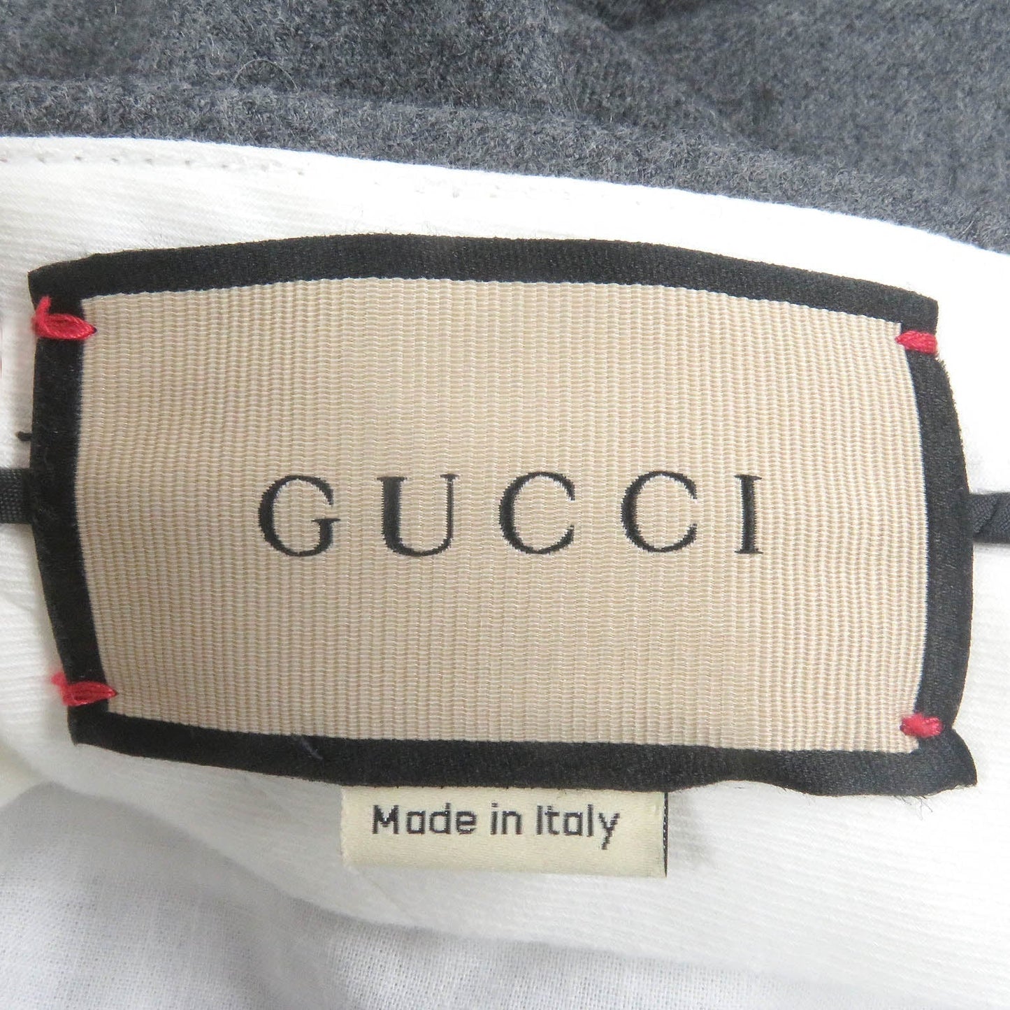 GUCCI slacks 698813 Outer material: 100% wool, leather part: cowhide gray mens 50 Used