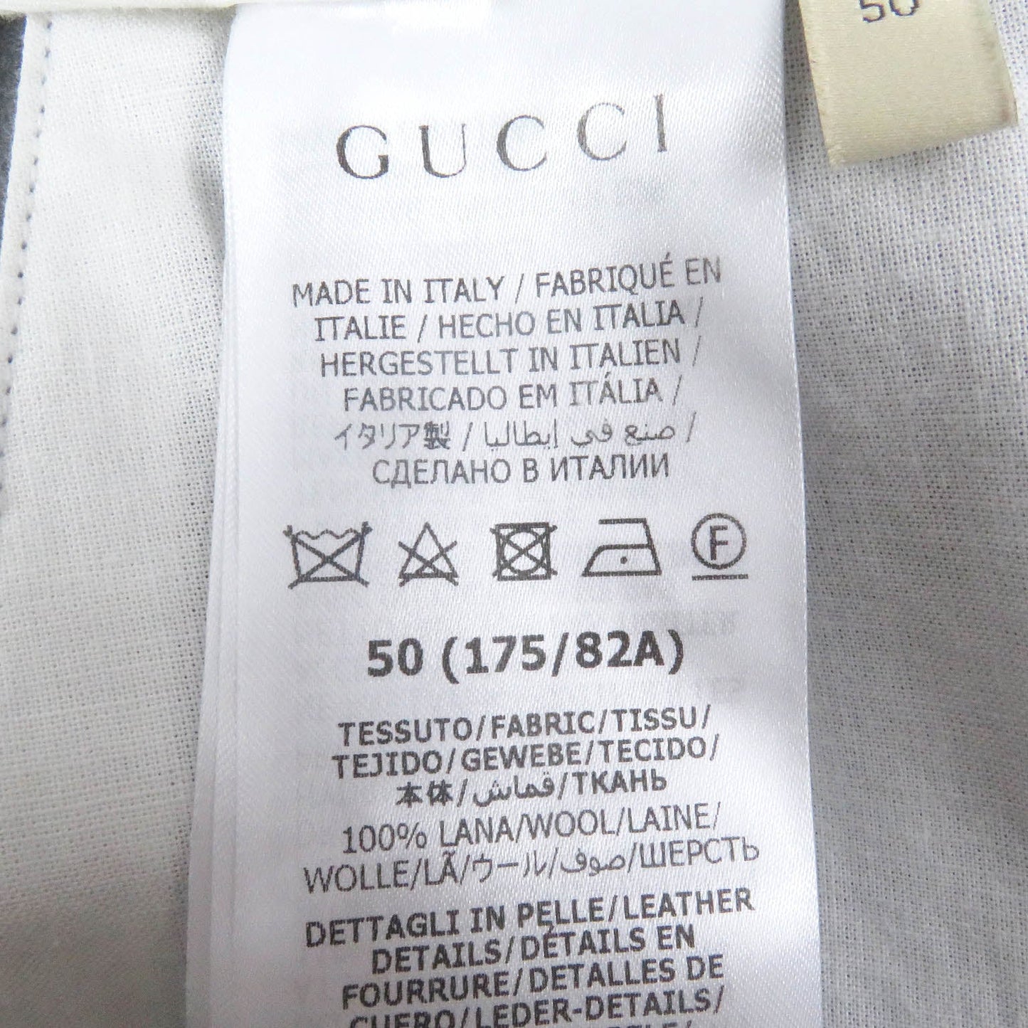 GUCCI slacks 698813 Outer material: 100% wool, leather part: cowhide gray mens 50 Used