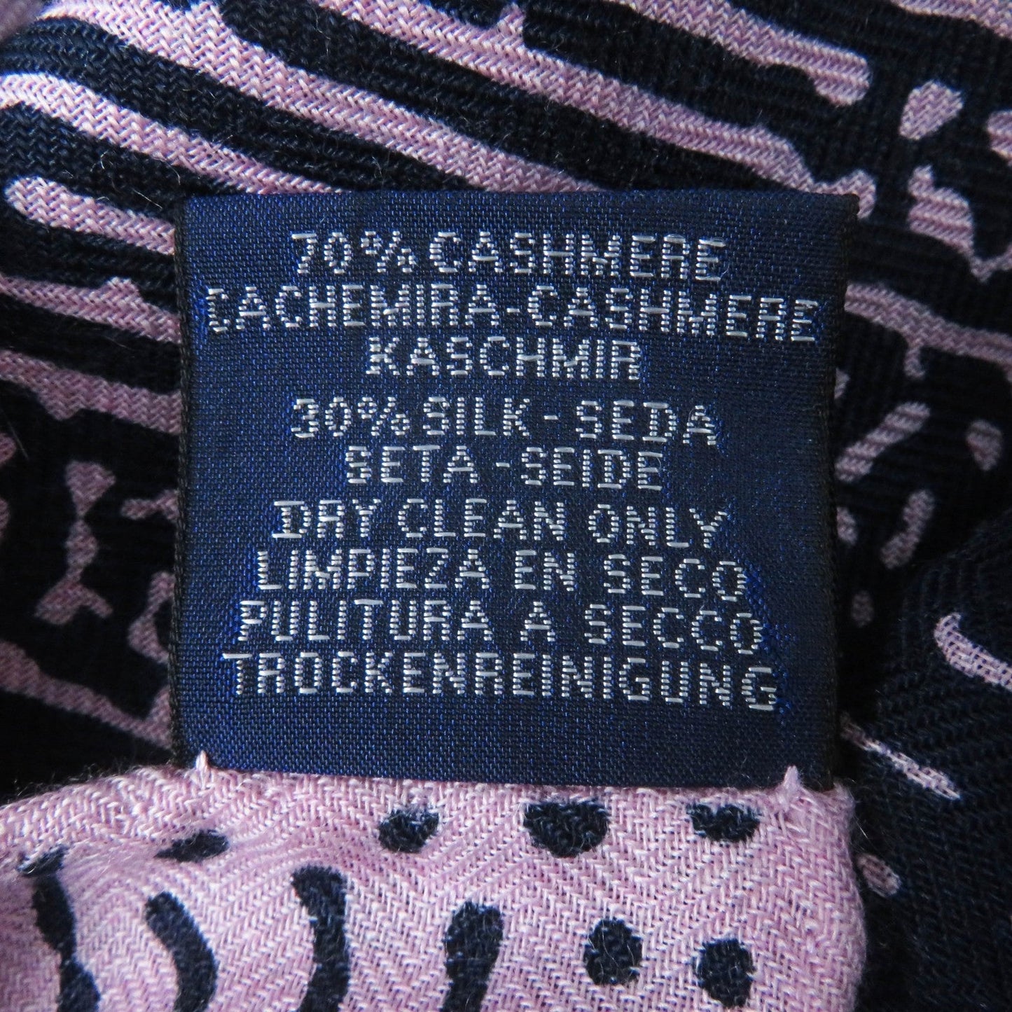 HERMES scarf Main: 70% cashmere, Main: 30% silk Navy pink Caregean CLAIR DE LUNE Women Used
