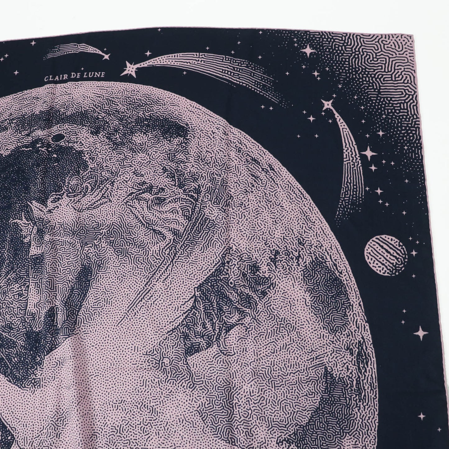 HERMES scarf Main: 70% cashmere, Main: 30% silk Navy pink Caregean CLAIR DE LUNE Women Used