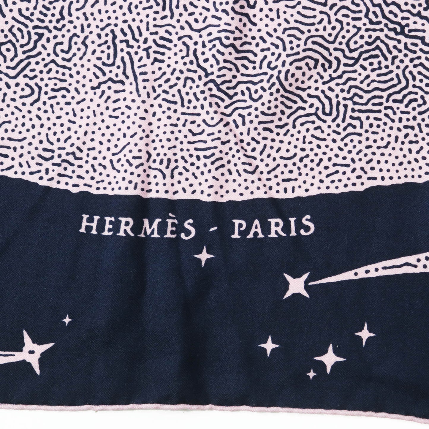HERMES scarf Main: 70% cashmere, Main: 30% silk Navy pink Caregean CLAIR DE LUNE Women Used