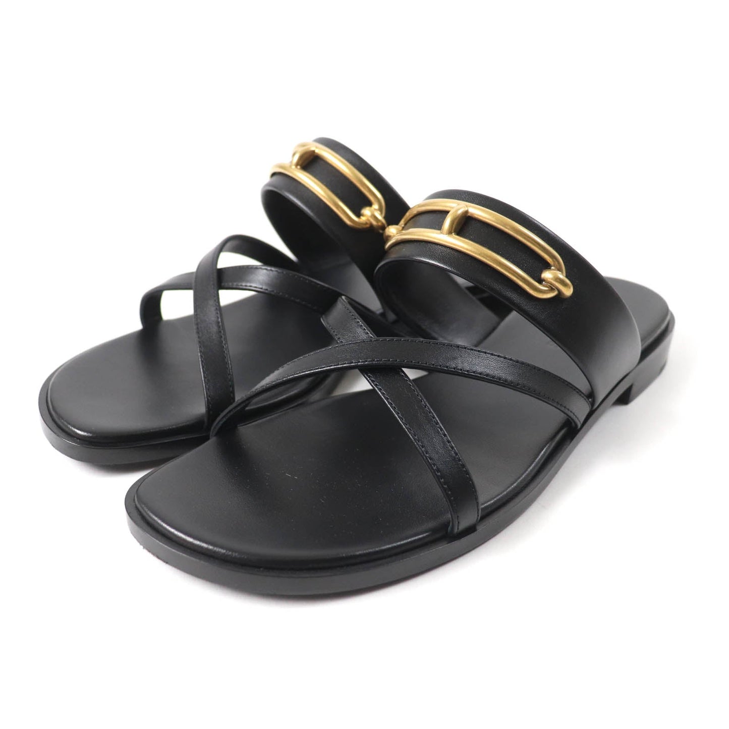 HERMES Sandals Main: Leather black Claire Women 37 Used