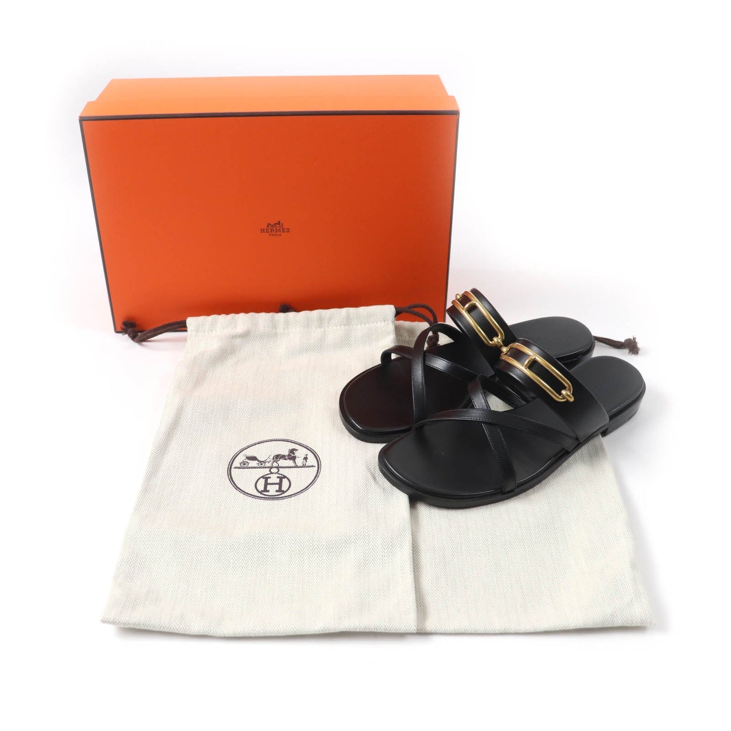 HERMES Sandals Main: Leather black Claire Women 37 Used