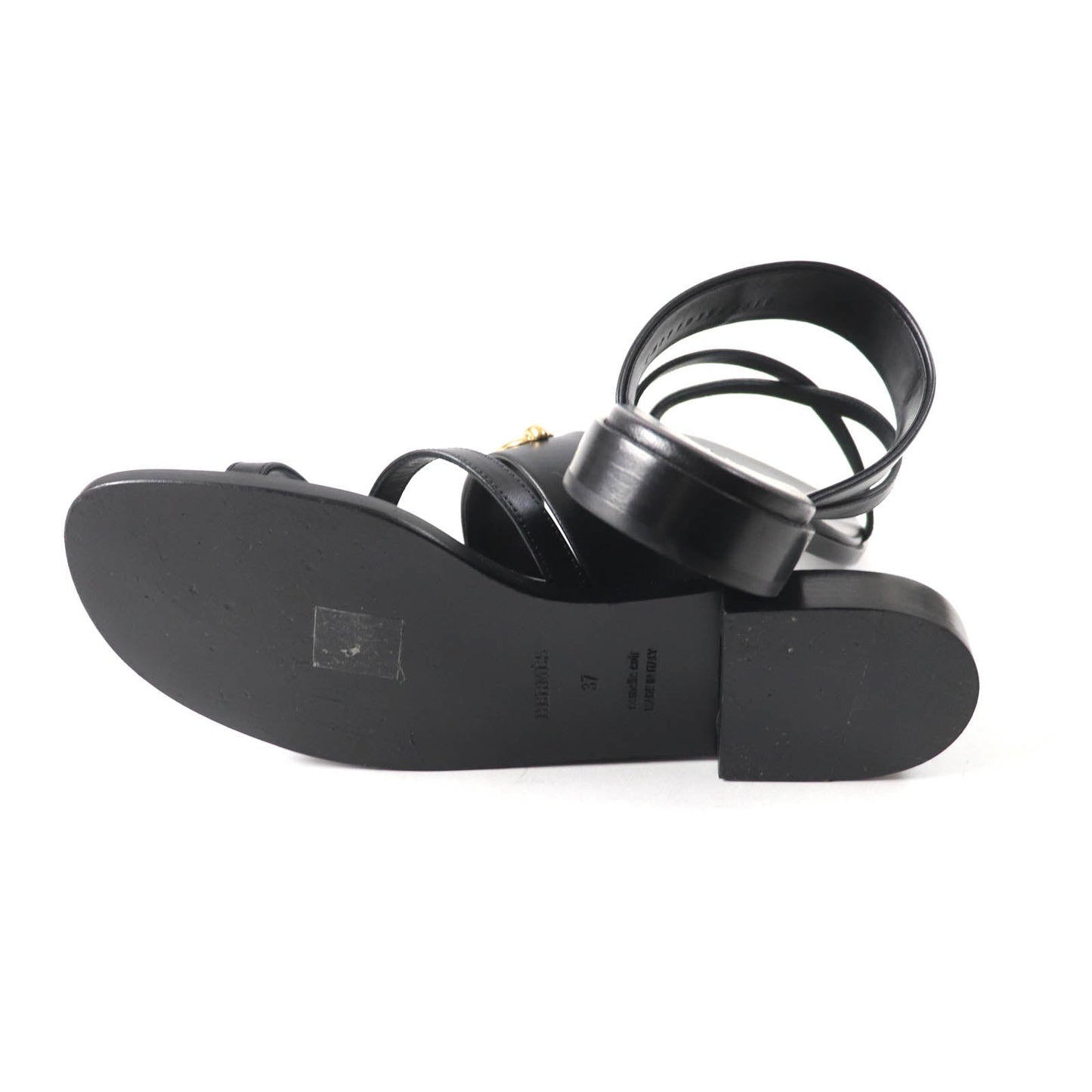 HERMES Sandals Main: Leather black Claire Women 37 Used