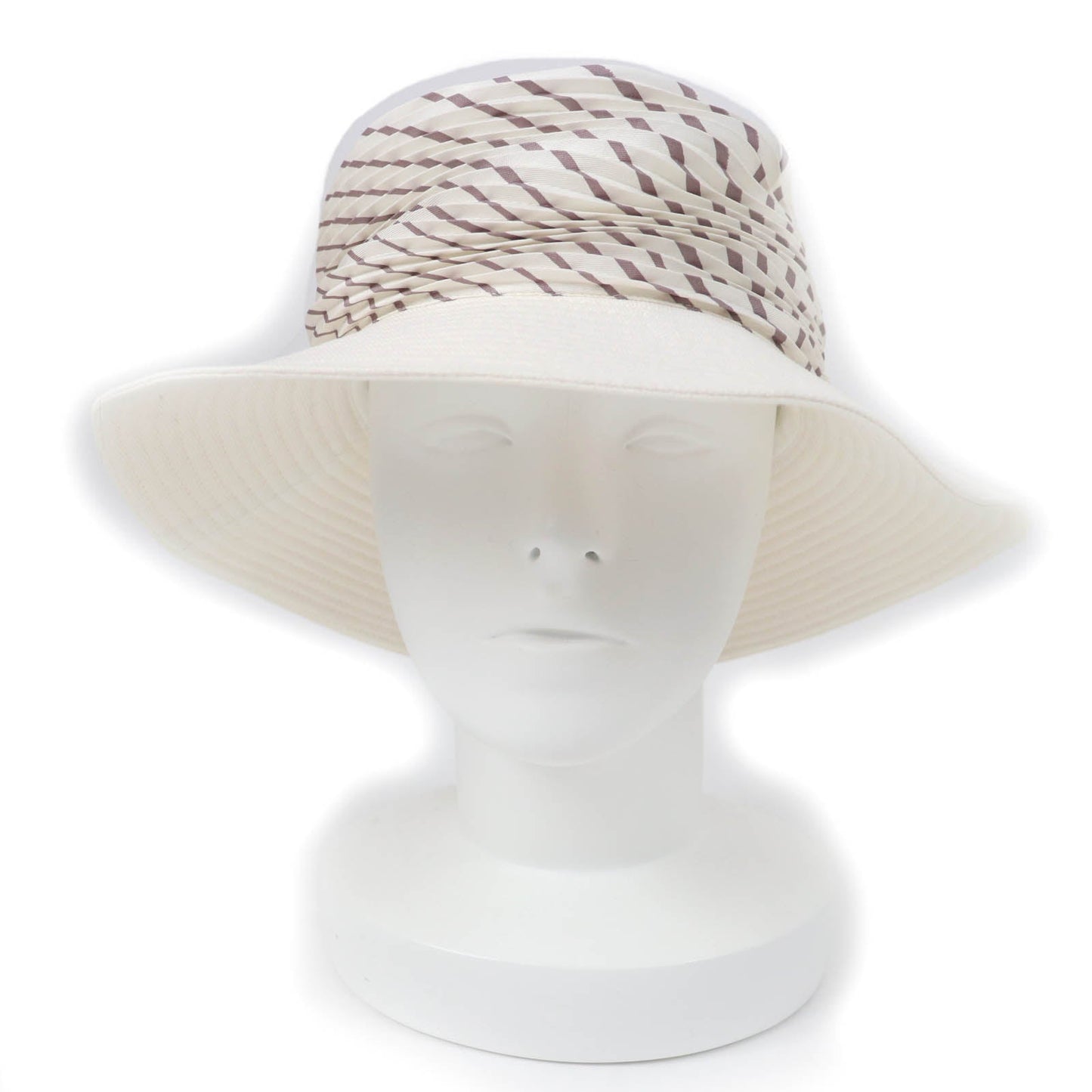 HERMES hat Main: 100% cotton, Part: 100% silk, Lining: 100% linen white Women 57 Used