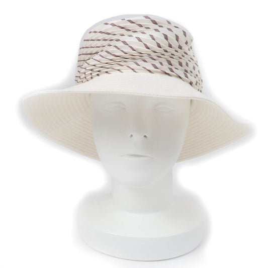 HERMES hat Main: 100% cotton, Part: 100% silk, Lining: 100% linen white Women 57 Used