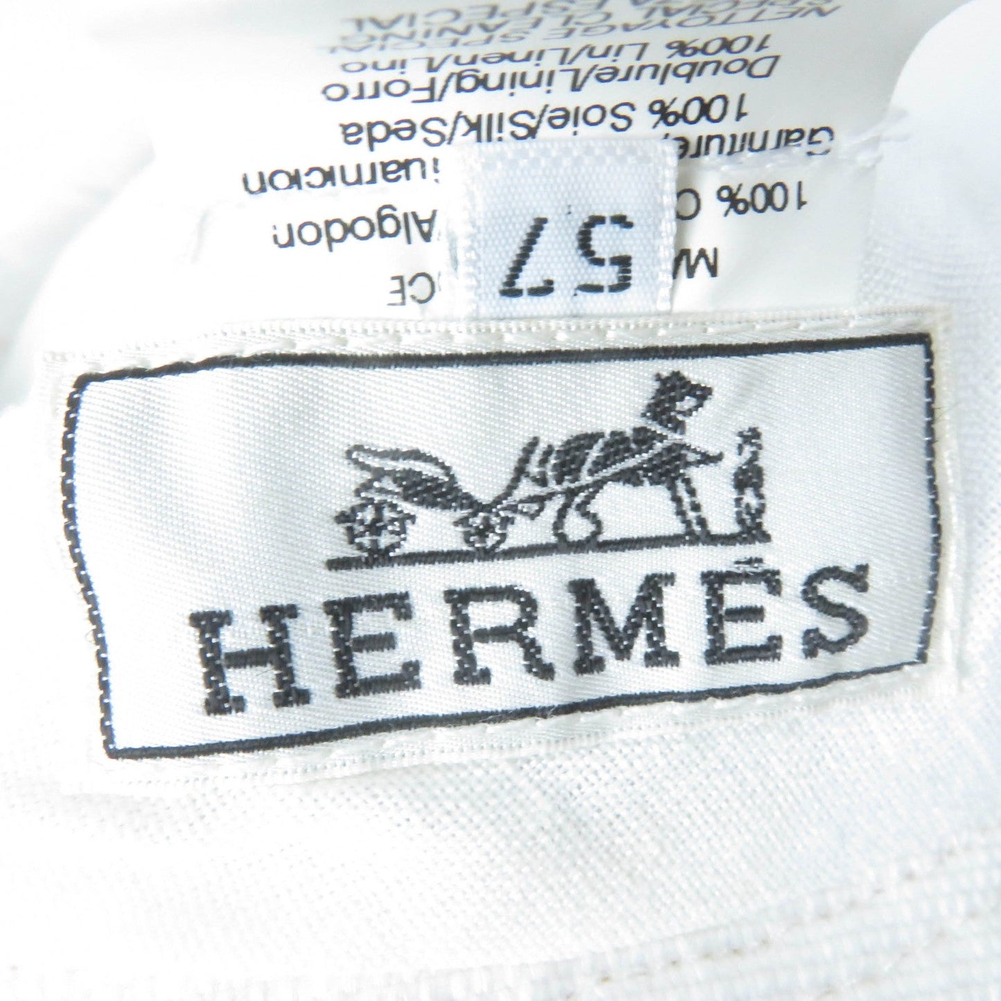 HERMES hat Main: 100% cotton, Part: 100% silk, Lining: 100% linen white Women 57 Used
