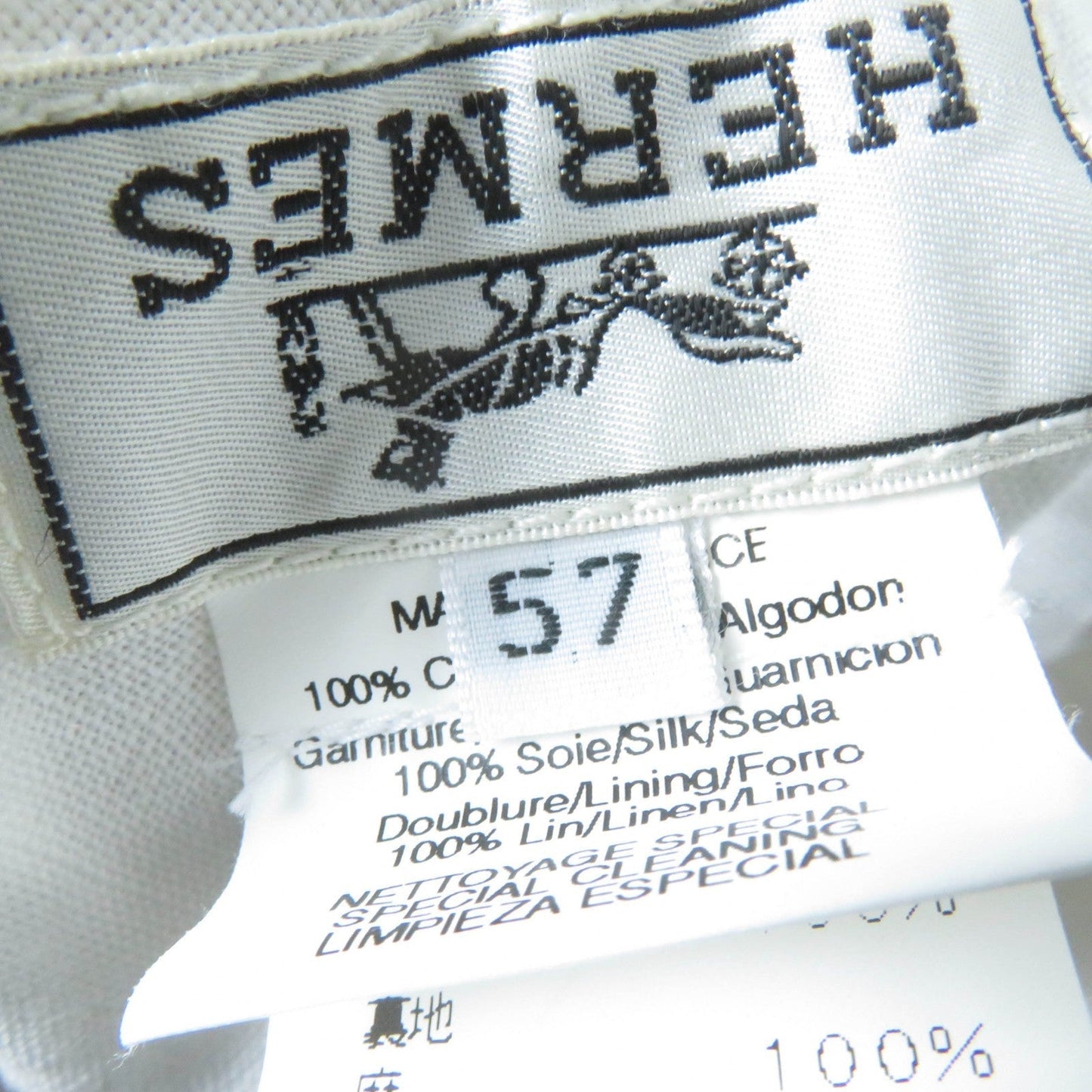 HERMES hat Main: 100% cotton, Part: 100% silk, Lining: 100% linen white Women 57 Used