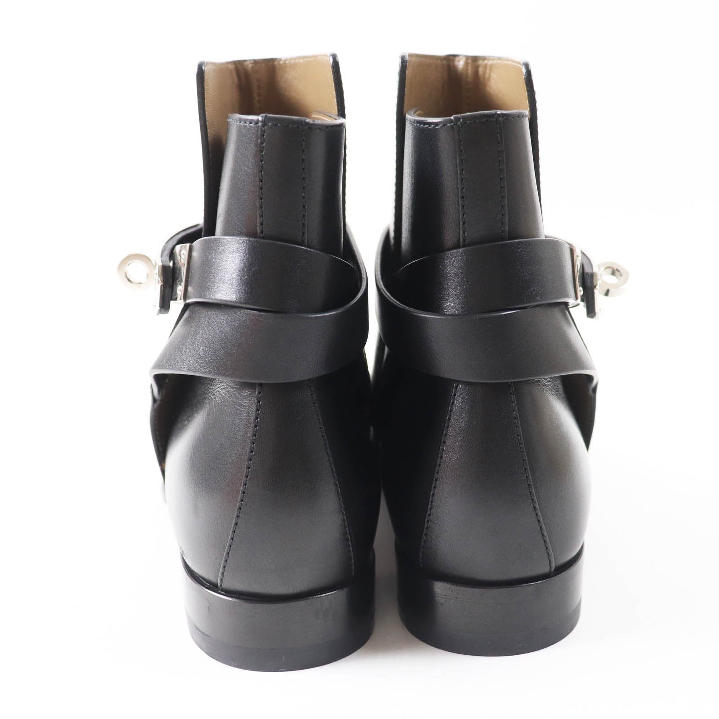 HERMES short boots leather black Neo 35 1/2