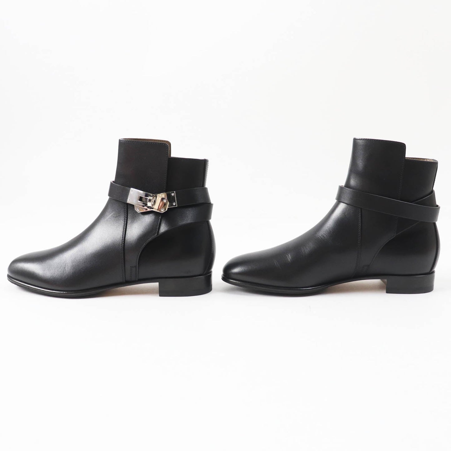 HERMES short boots leather black Neo 35 1/2