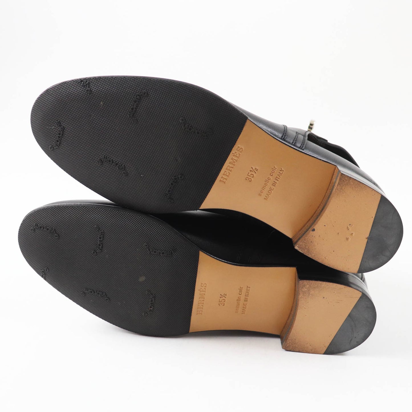 HERMES short boots leather black Neo 35 1/2