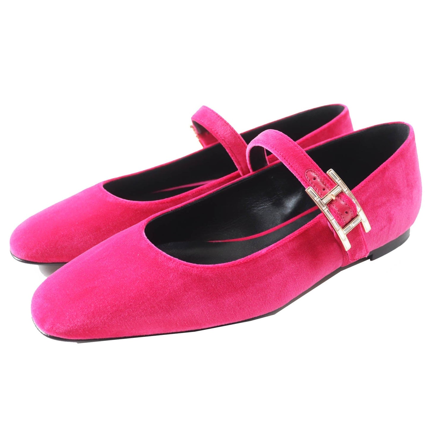 HERMES Ballet shoes Velor Fuchsia Jane 36 1/2