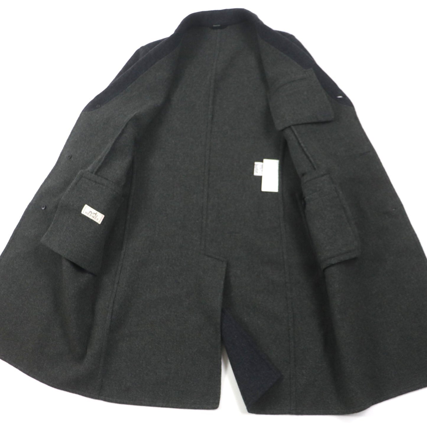 HERMES Chester coat Outer: 100% wool, Lining: 100% silk Dark gray mens 48 Used