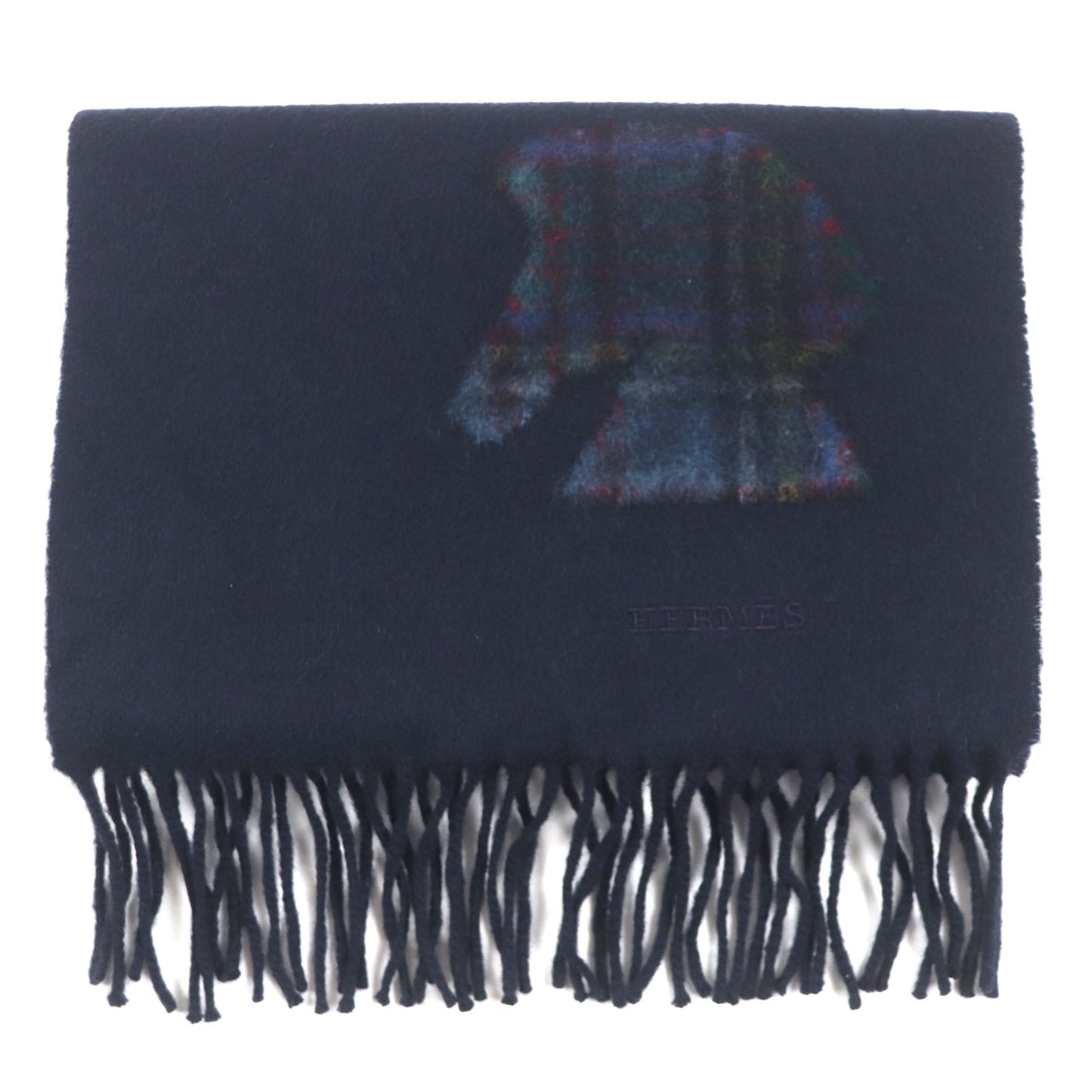 HERMES Scarf Main: 100% cashmere Navy Highlands mens Used