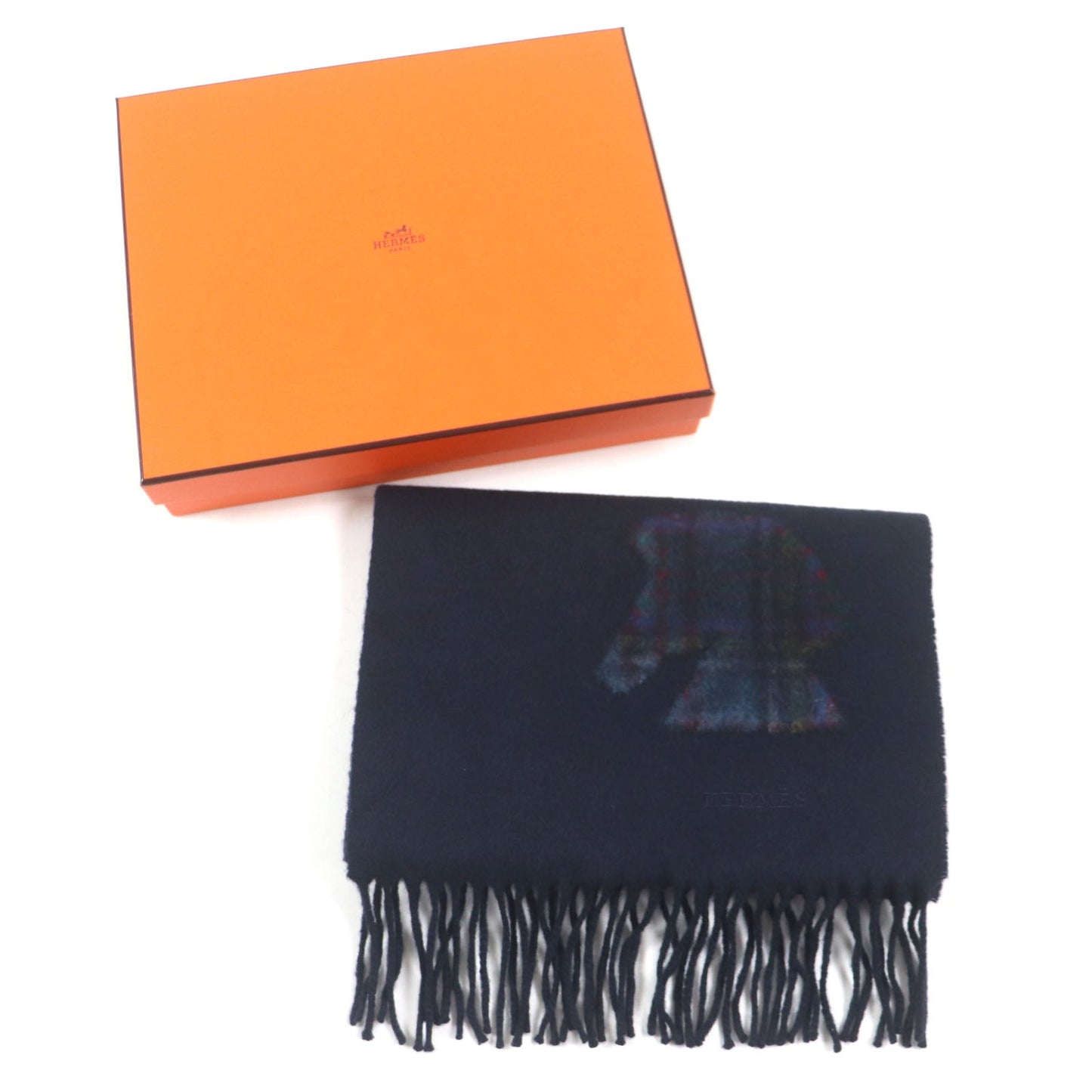 HERMES Scarf Main: 100% cashmere Navy Highlands mens Used