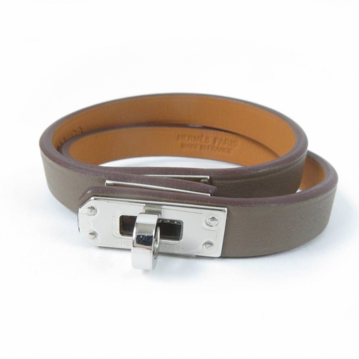 HERMES bracelet Vaux Swift, Stainless Steel Brown Kelly bag tour