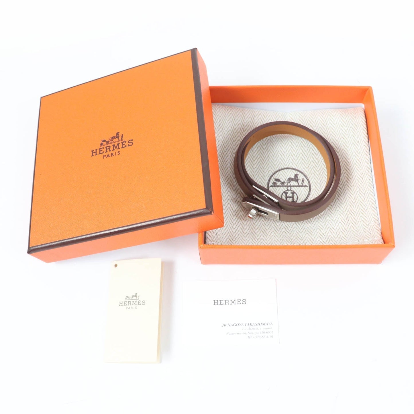 HERMES bracelet Vaux Swift, Stainless Steel Brown Kelly bag tour